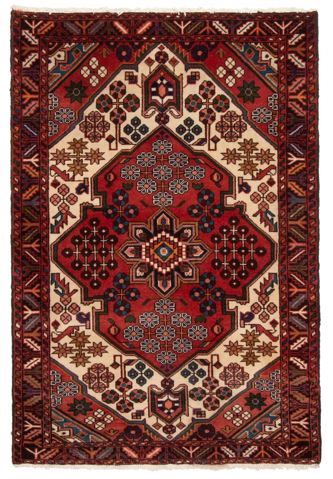 Vintage 3’5″ x 5’1″ Traditional Hand Knotted Vegetable Dye Wool Area Rug