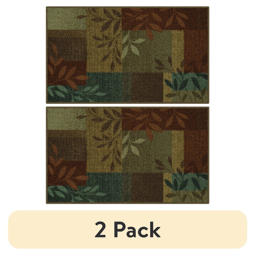 Traditional Leaf Block Multicolor Print Indoor Accent Rug, 1’8×2’10