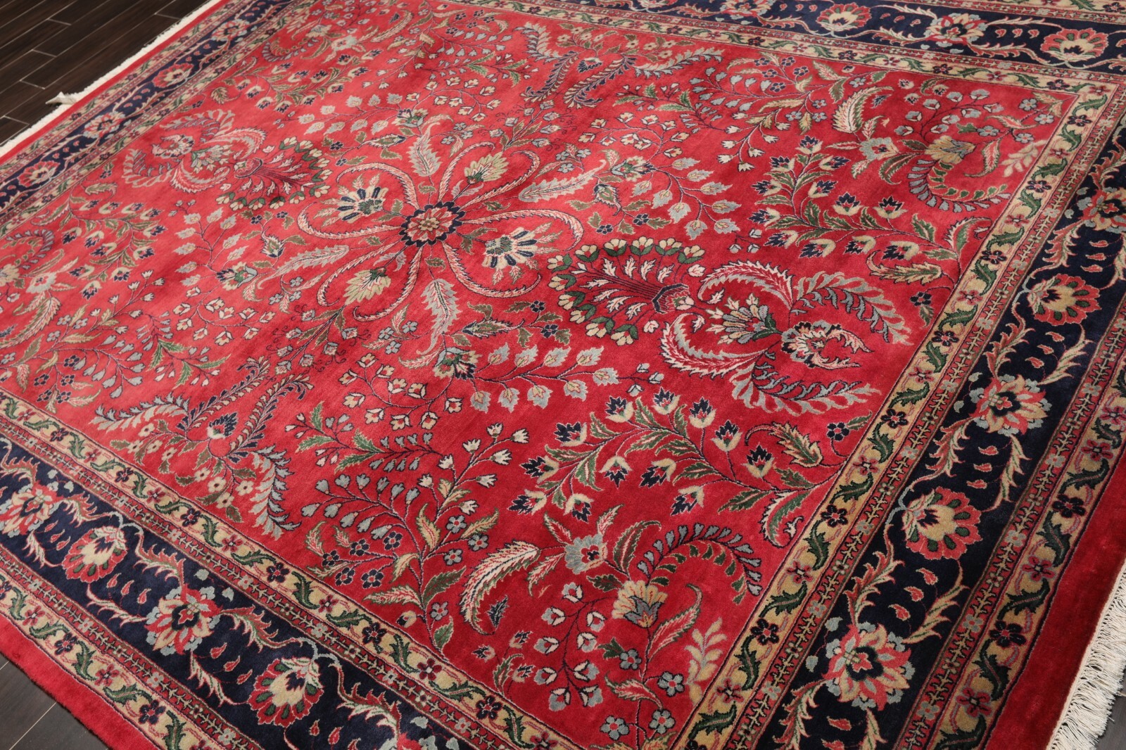 7’9″ x 9’9″ Hand Knotted 100% Wool Indo Saroukk 200 KPSI Area Rug Rose 8×10