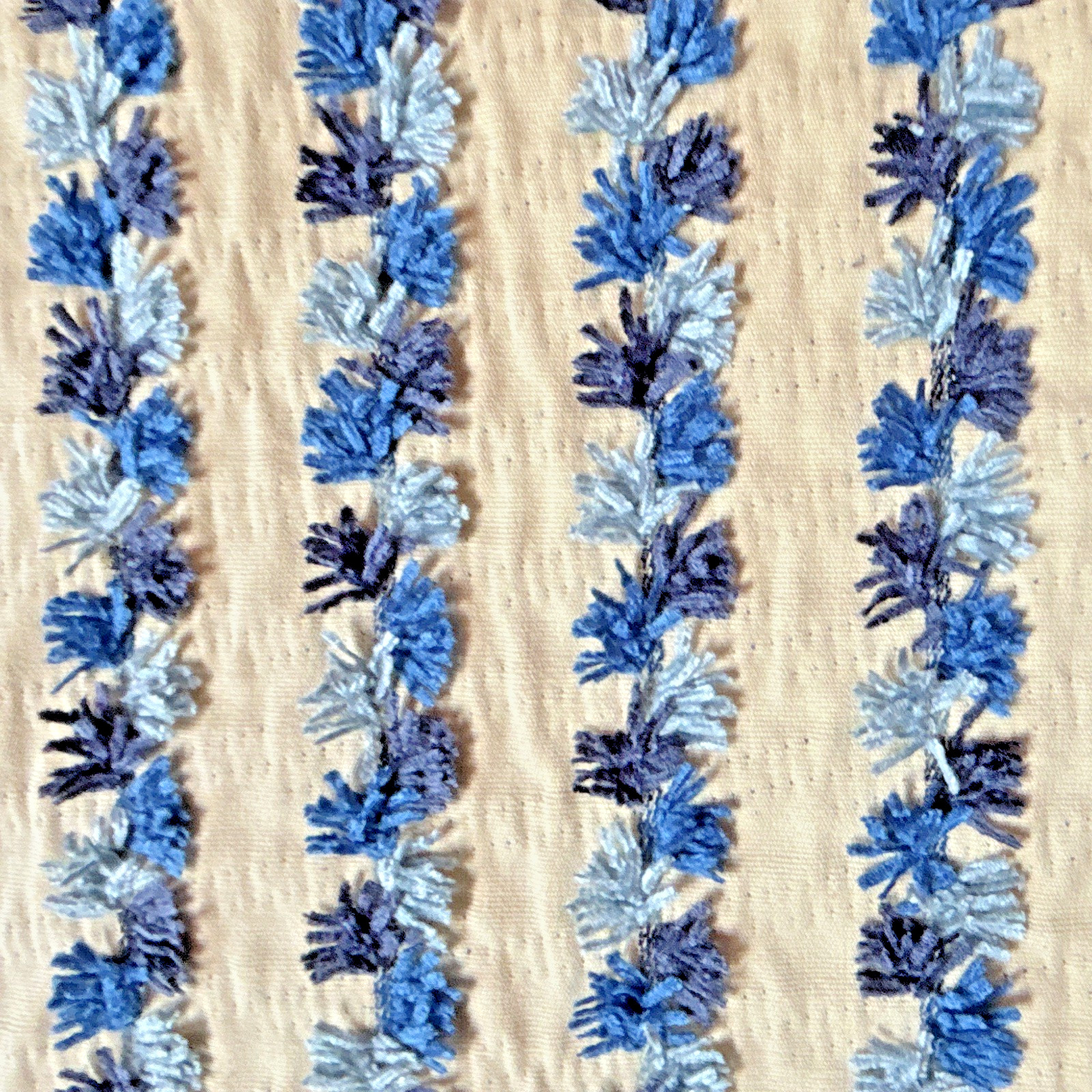Heavy Upholstery Fabric 45×54 Striped Tufted Yarn Decorator Fabric Blue Cream
