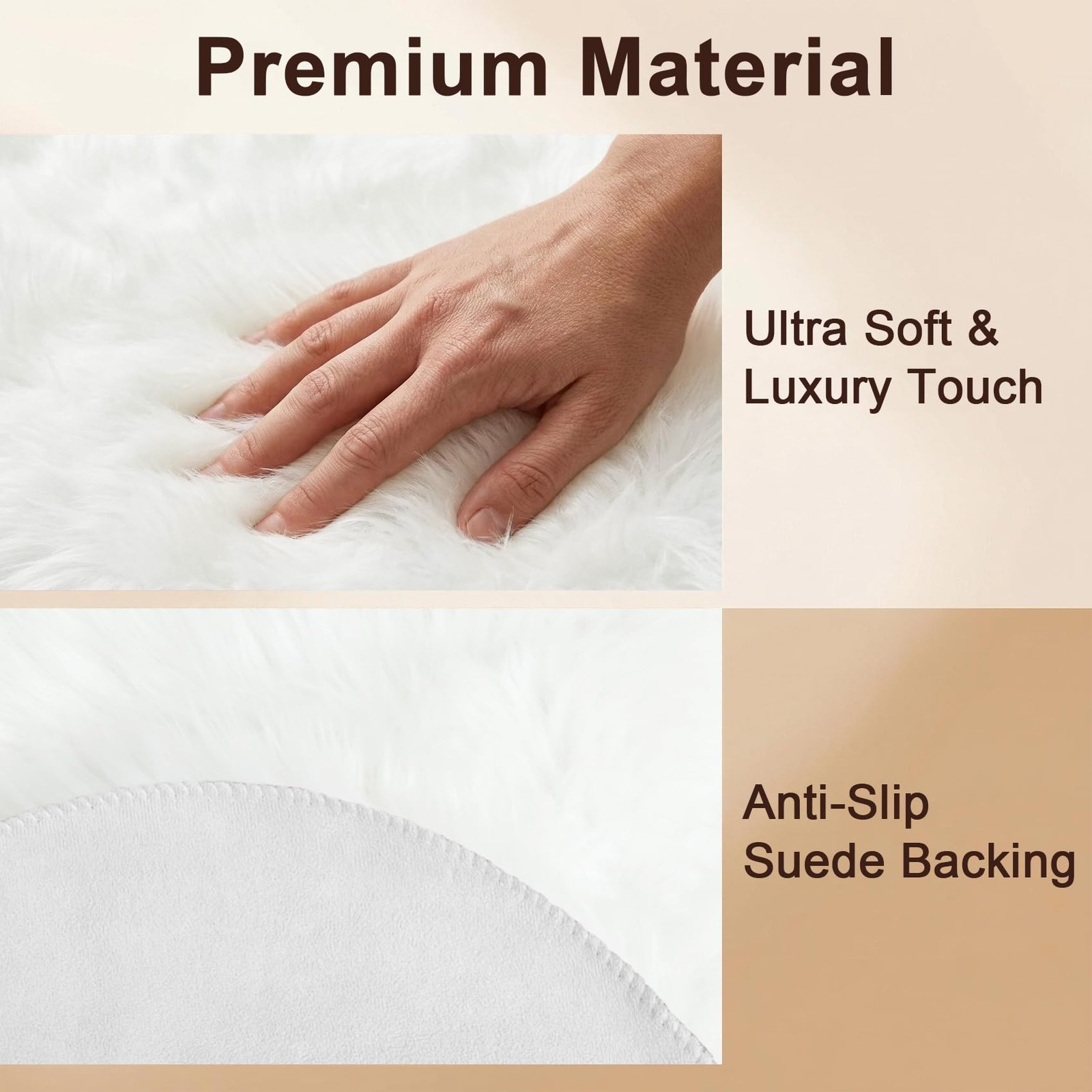 White Faux Sheepskin Throw Rug 2×3 ft, Fluffy Shag Fur Chair Cover Small Beds…