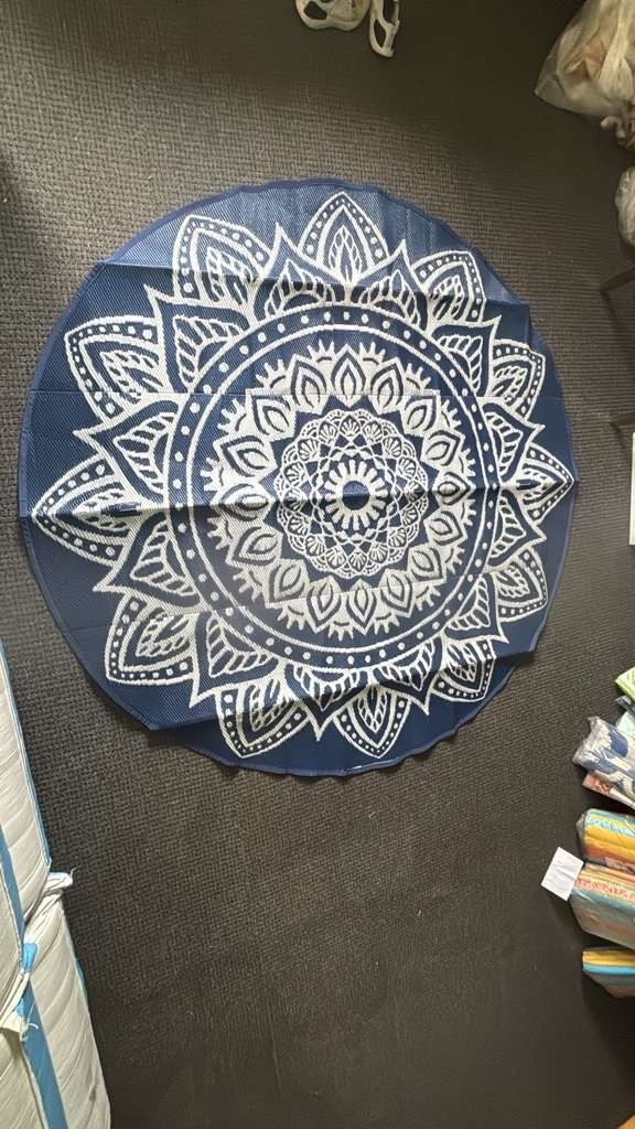 B-USA Outdoor Plastic Patio Round Rugs Waterproof Reversible