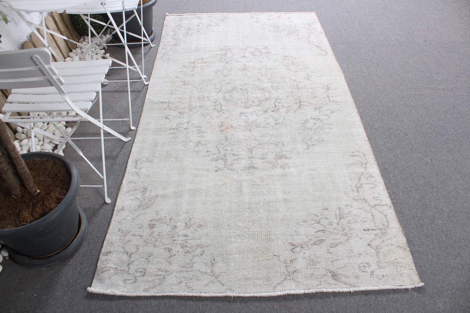 Vintage 4×7,8 ft Rug, Turkish Rug, Gray Oriental Rug Wool