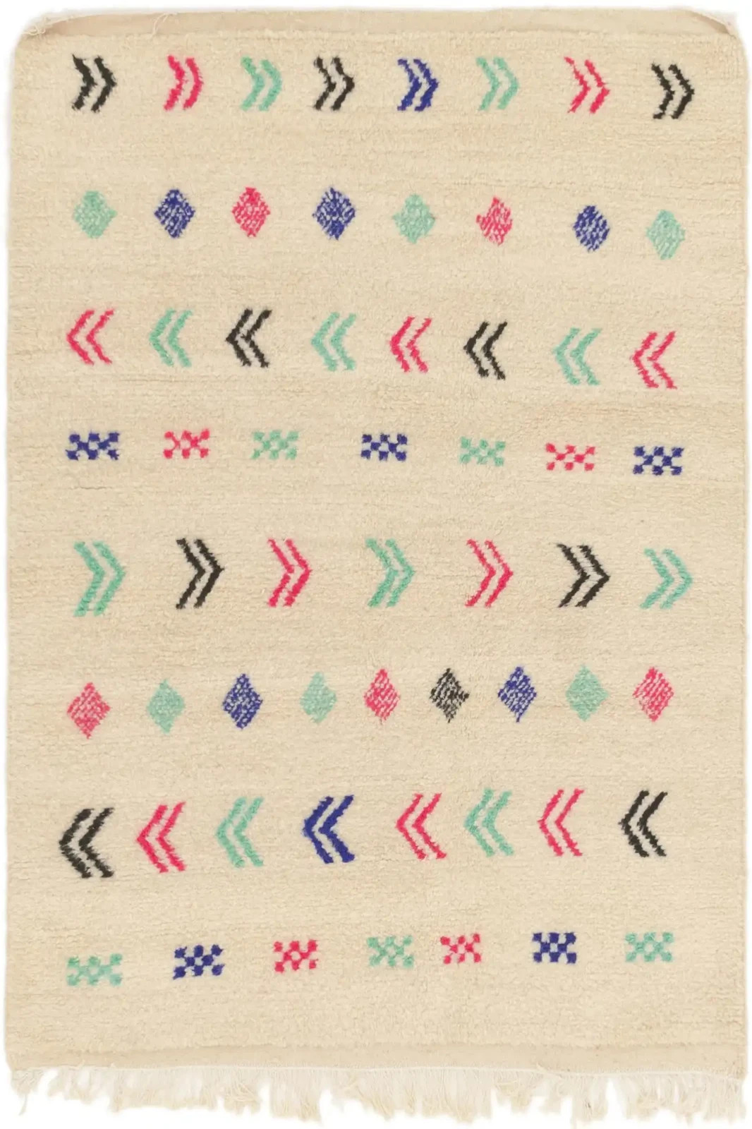 New Color Cream Multi Moroccan Wool Rug Luxury Handmade Design Area Carpet Rug
