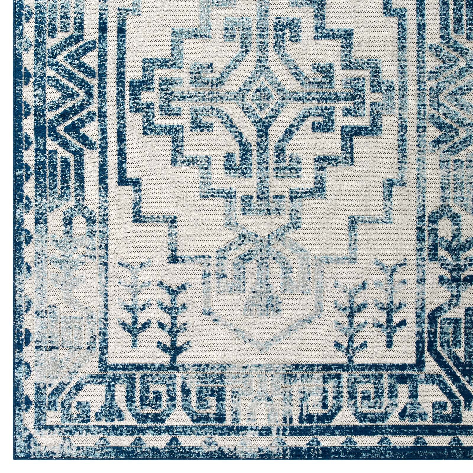 Modway Nyssa Distressed Geometric Southwestern Aztec 5×8 Indoor/Outdoor Area Rug