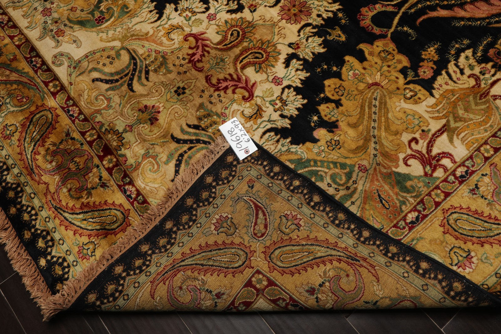 6’2”x9’3” Hand Knotted New Zealand Wool Green Agra Tea Wash Plush Pile Rug