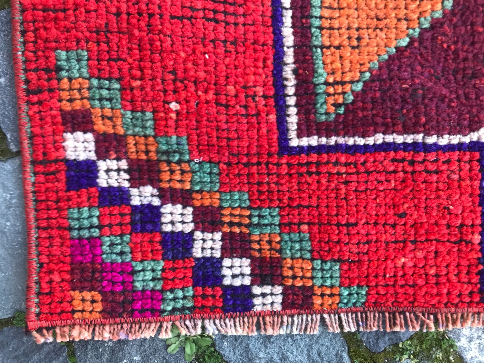 Bohemian Area Rug Handmade Wool Rug Turkish Vintage Traditional Rug 2,4 x 3,0 ft