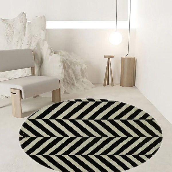 Hand Tufted Ebony-Snow White 100% wool Handmade Bedroom Livingroom Area Rug