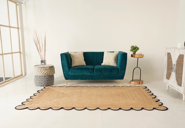 Handmade natural jute area rug flatweave eco friendly living room modern carpet