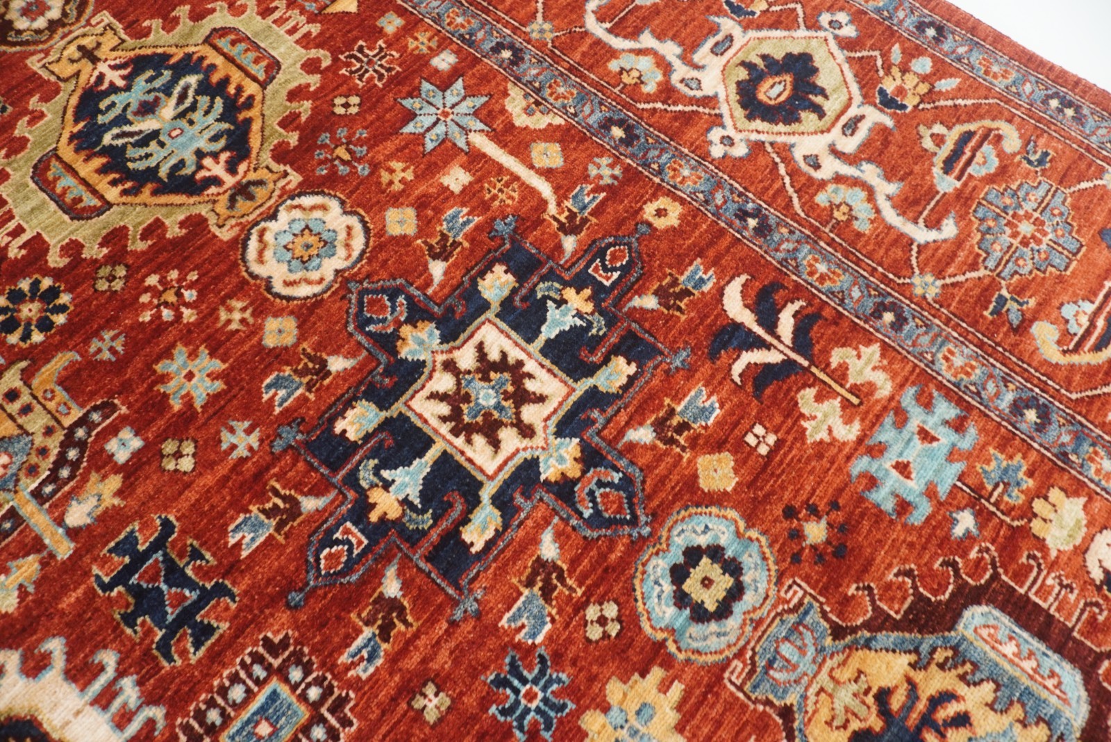 8 x 10 ft Red Karaja Afghan Hand Knotted Veg dyes Wool Traditional Rug