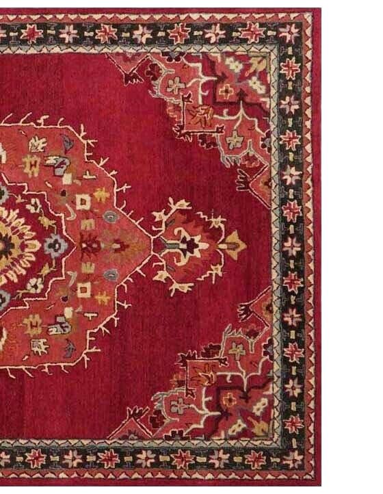 100% Wool Rug | Hand Tufted Pottery Barn Aamir Blush Red Area Rug | ALL SIZES