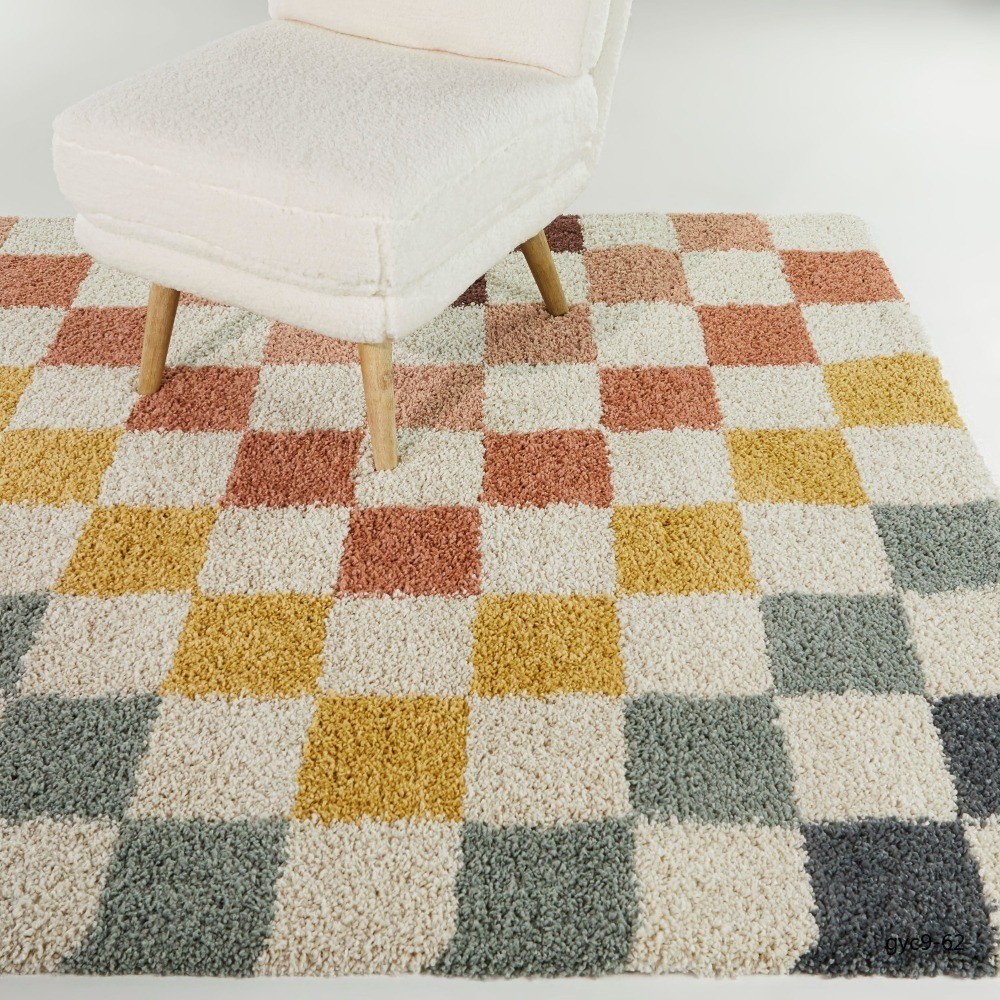 Rainbow Checker Area Rug 4×5.5 ft Indoor Floor Mat Living Room Bedroom
