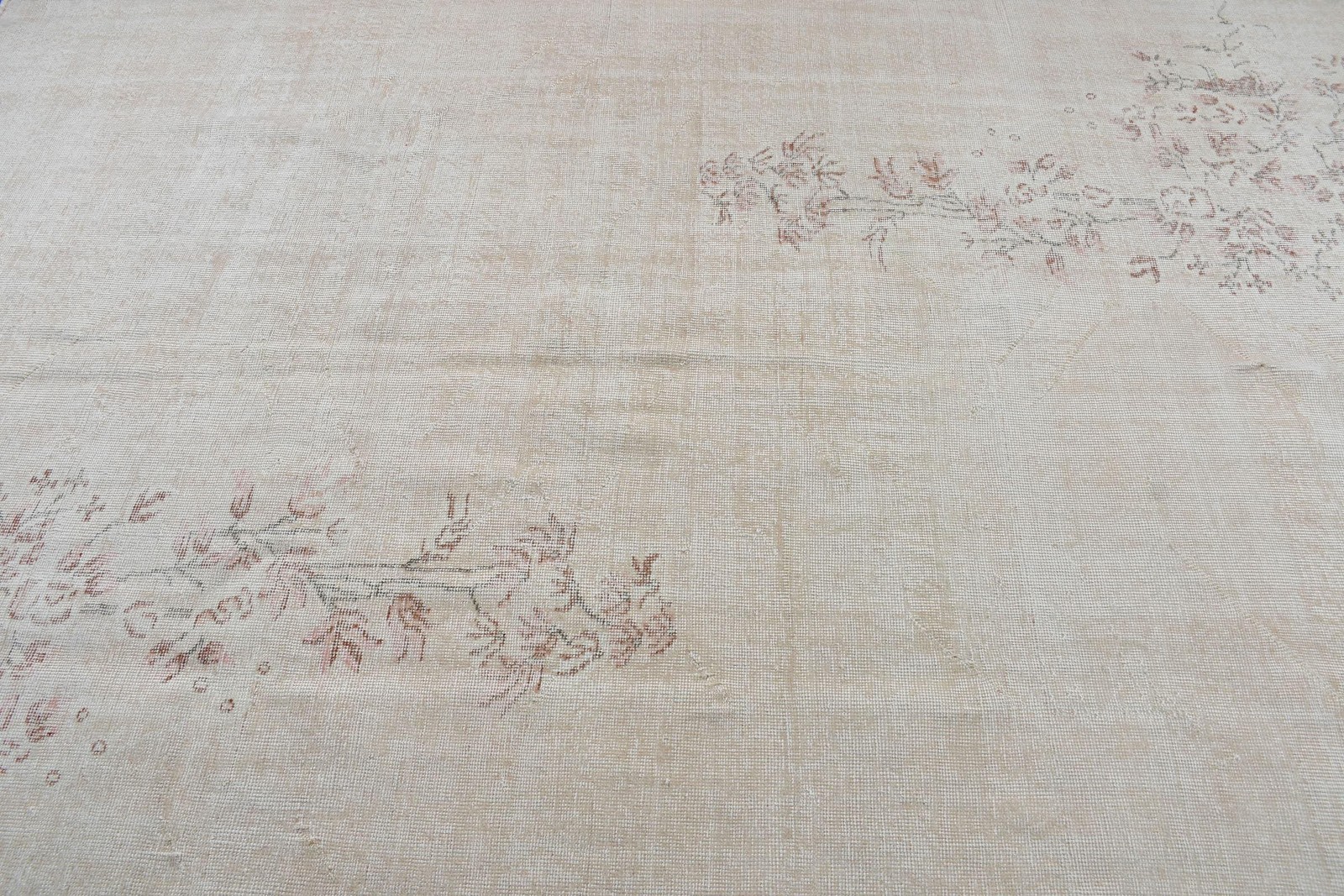6,6×9,6 ft Rug, Large Turkish Rug, White Floral Rug