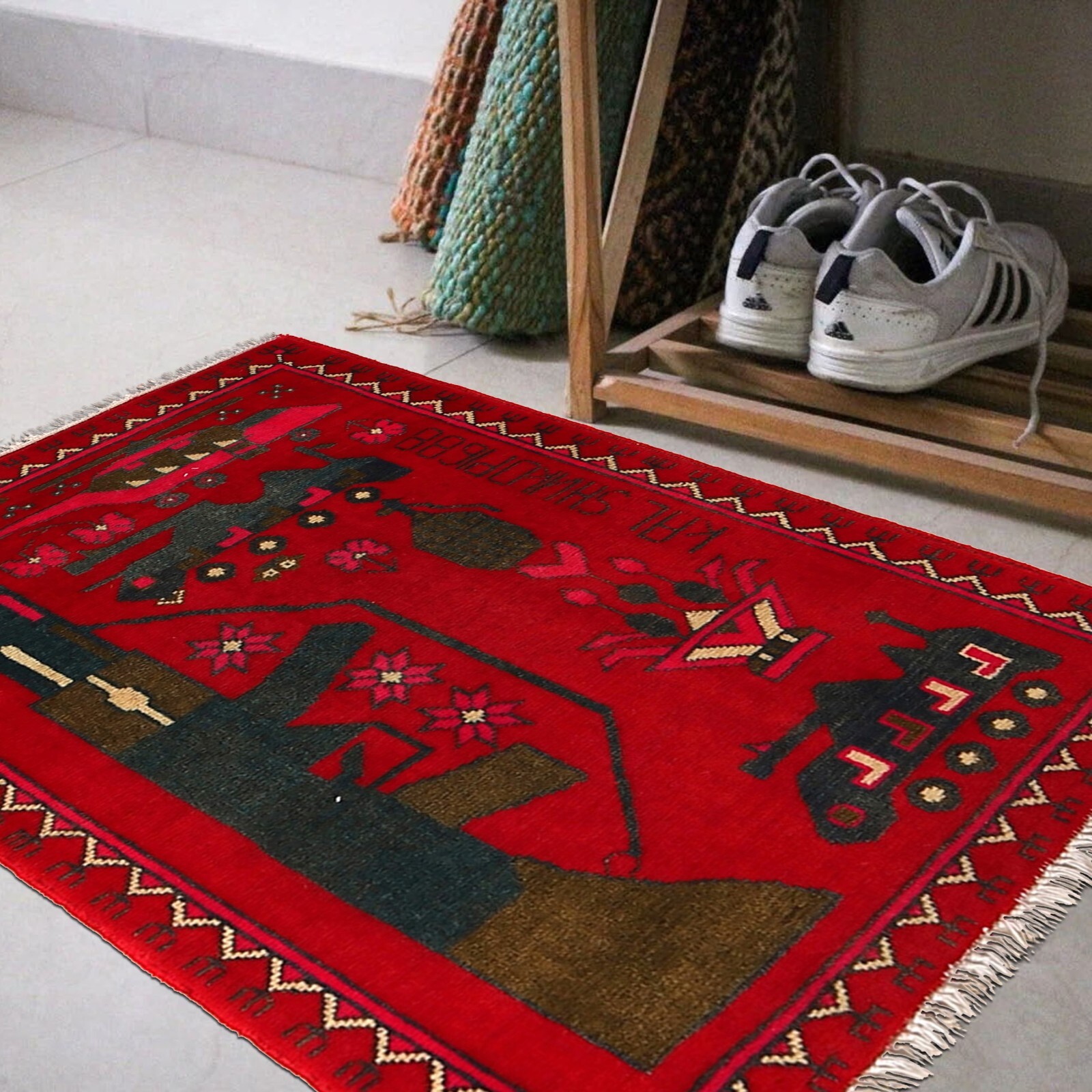 Handmade Afghan war Rug Rare Rug Design Great Quality On Sale 2′ 10x2ft -G27484