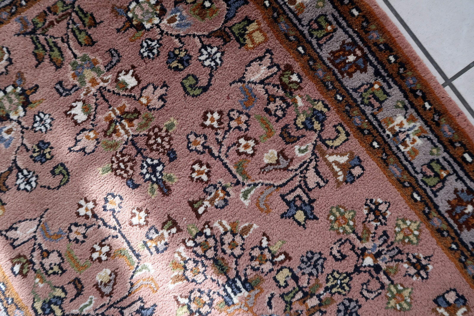 Handmade vintage Indian Seraband rug 2.9′ x 4.4′ (91cm x 136cm) 1970s – 1C1050