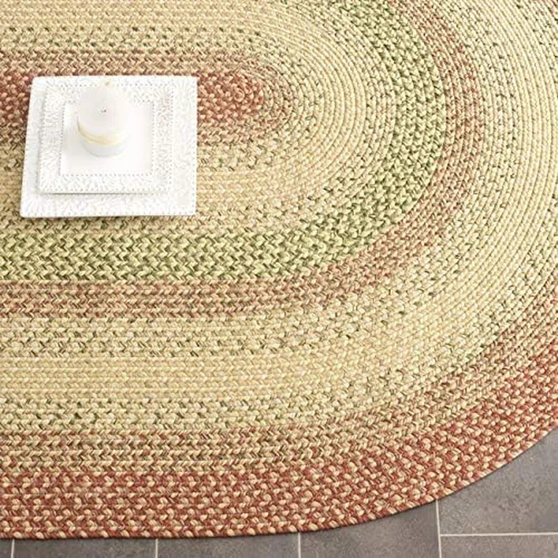 Outdoor Washable Braided Rug – 4′ x 6′ Oval, Rust & Multi, Handmade, Reversible
