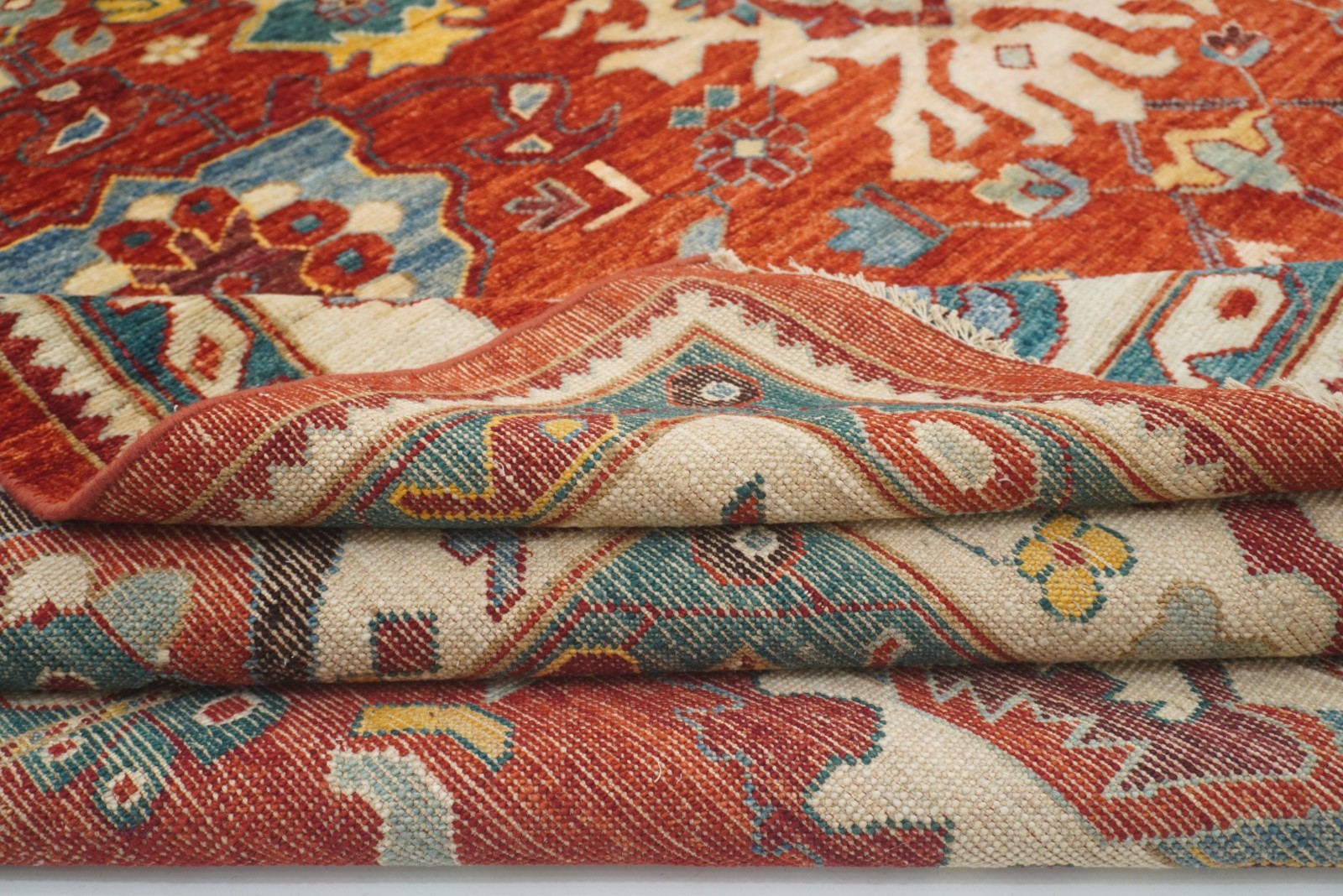 10×14 ft Red Oushak Turkish Style Hand Knotted Wool Area Rug