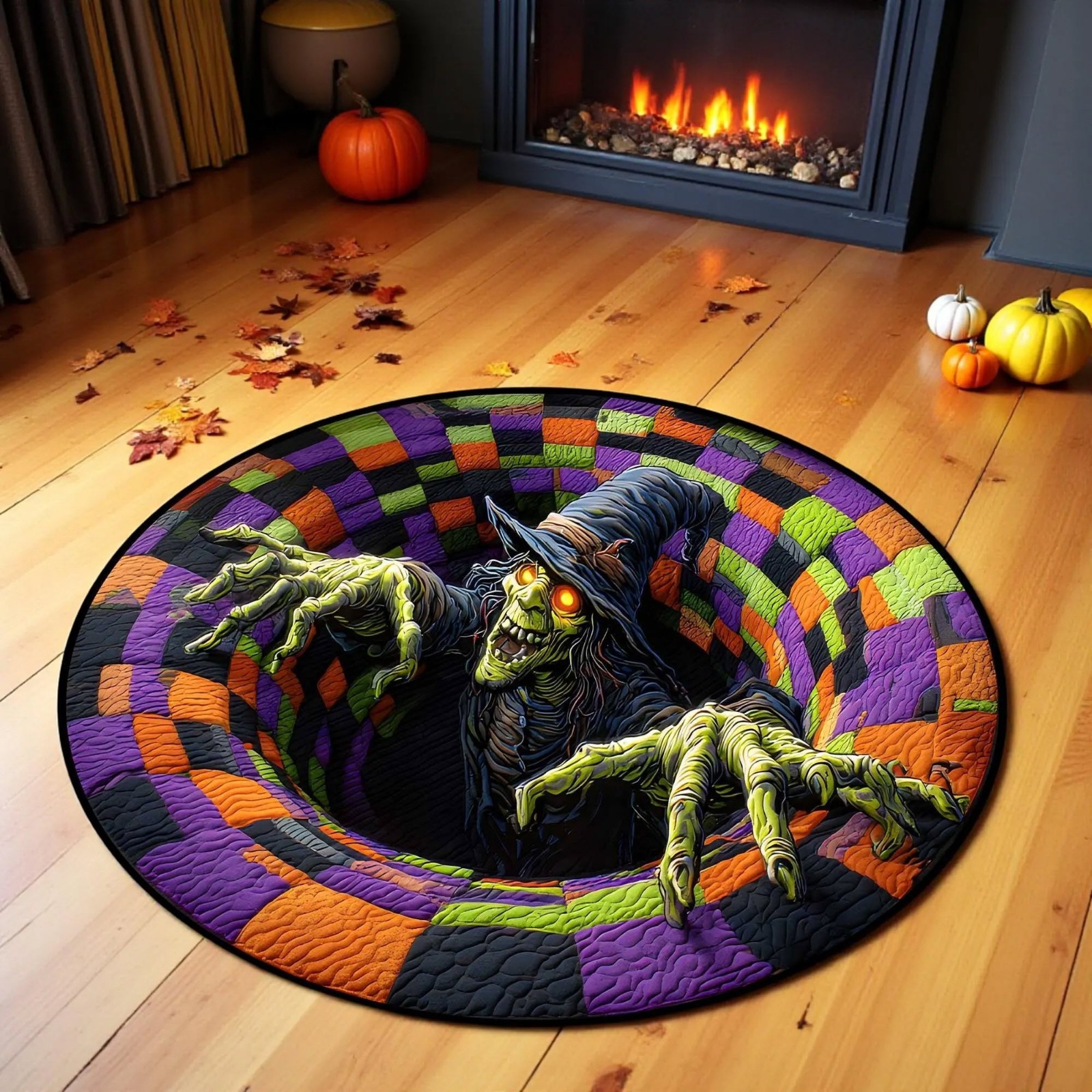 3D Printed Witch Halloween Rug Spooky Season Fall Indoor Welcome Mat Home Decor