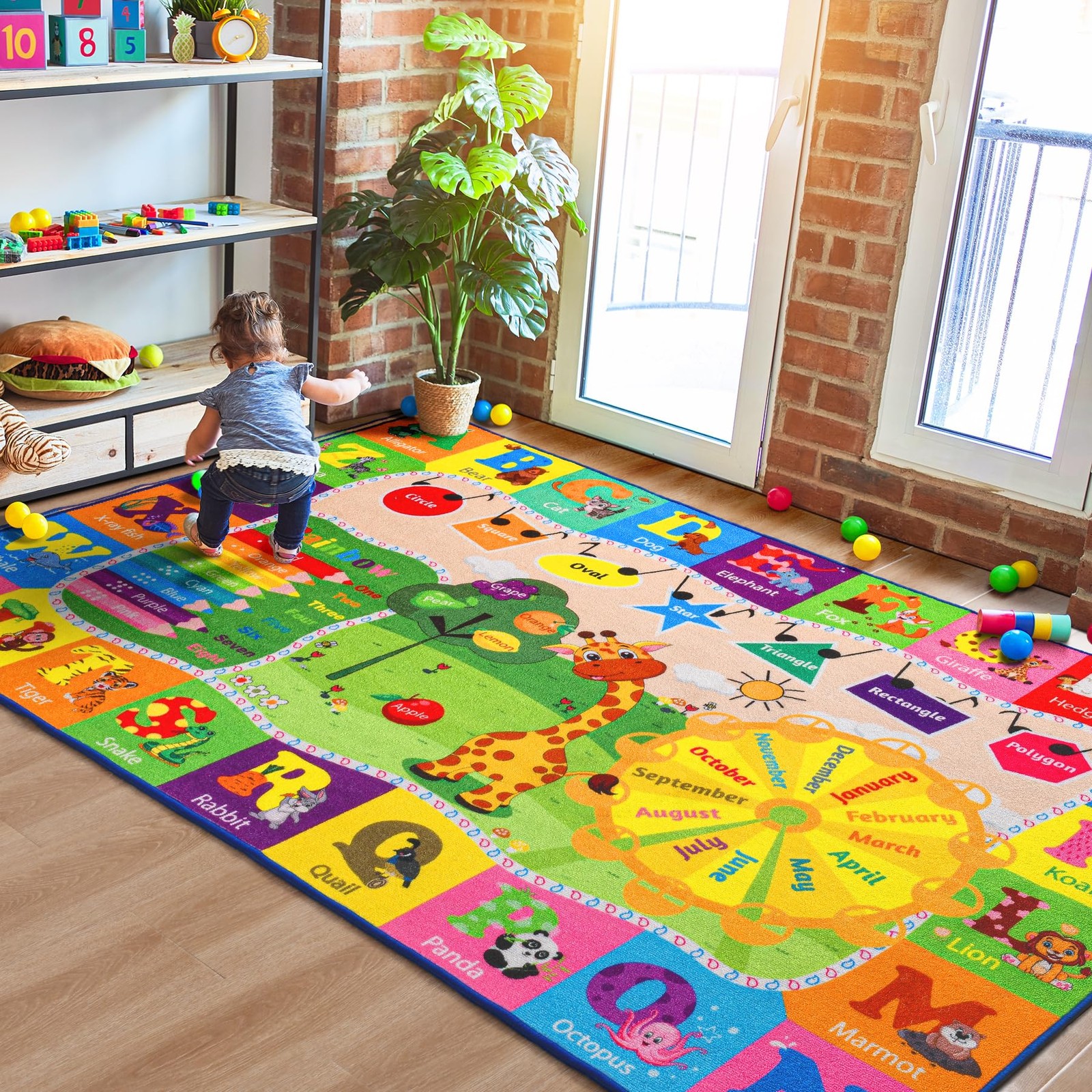 Kids Rugs for Playroom Classroom Bedroom, Educational and Fun Play Mat with A…
