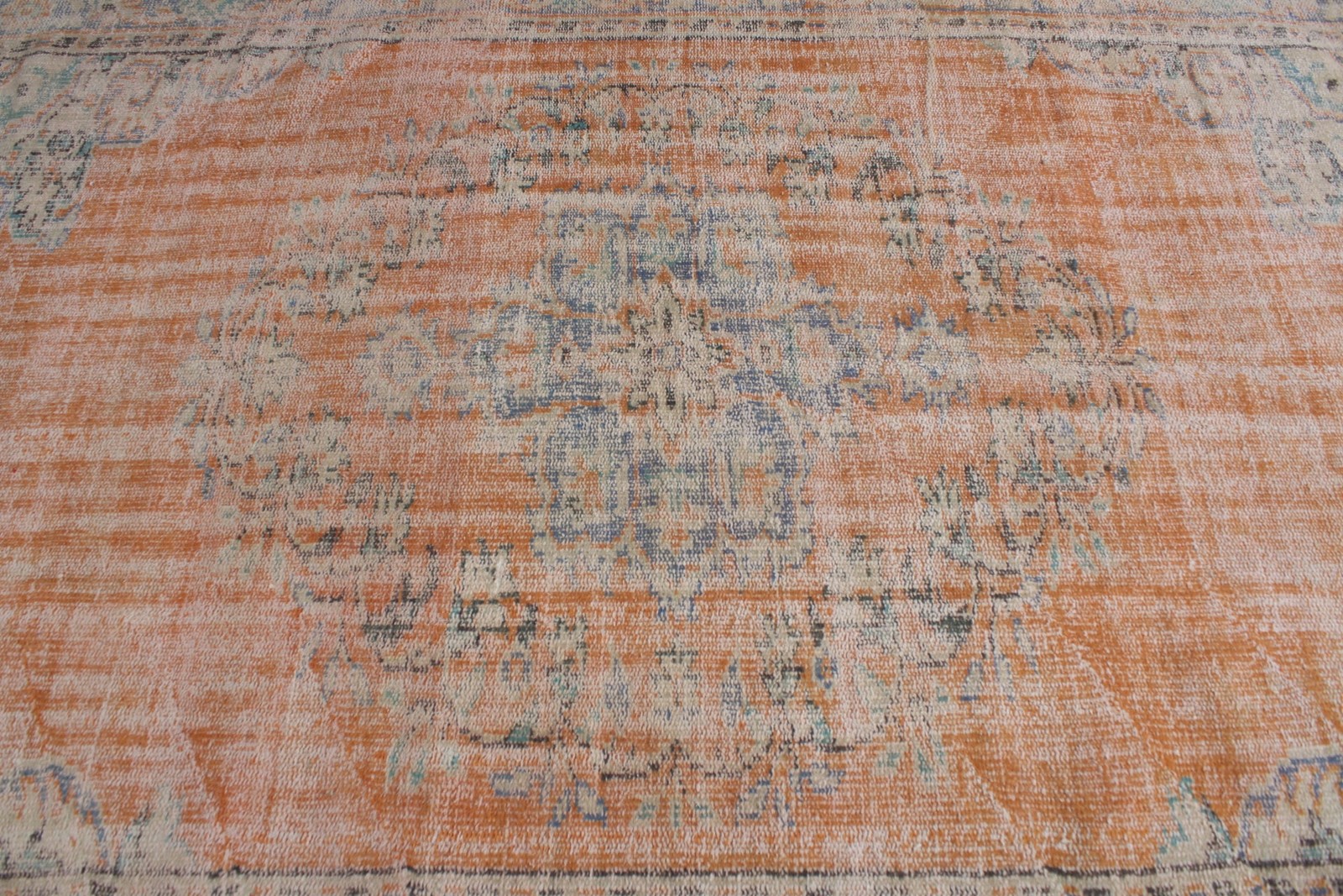 5,6×8,5 ft Rug, Vintage Turkish Rug, Orange Oriental Wool Rug