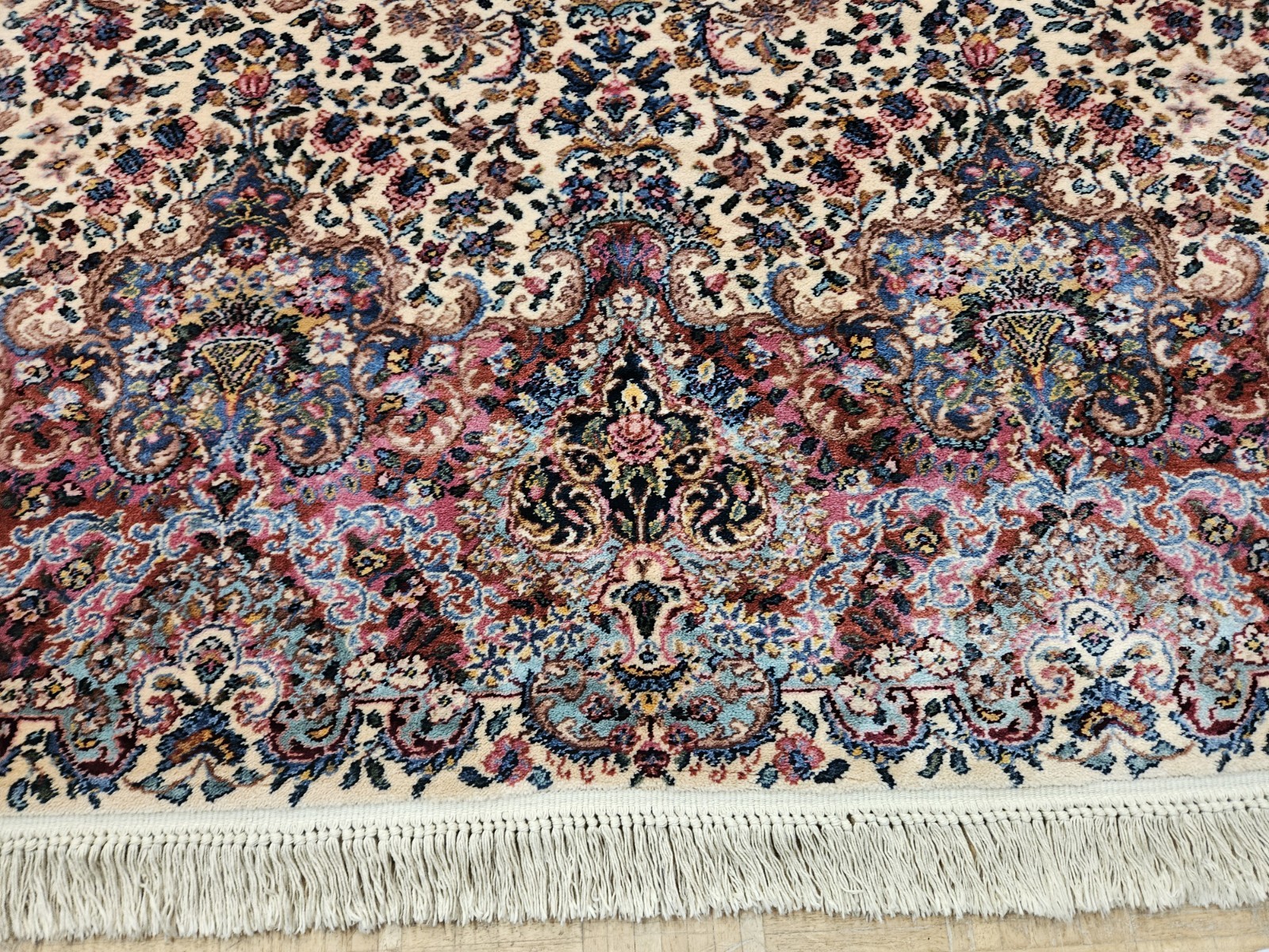 12×20 GENUINE ANTIQUE KARASTAN RUG IVORY FLORAL KIRMAN 759 100% WOOL RUG PALACE