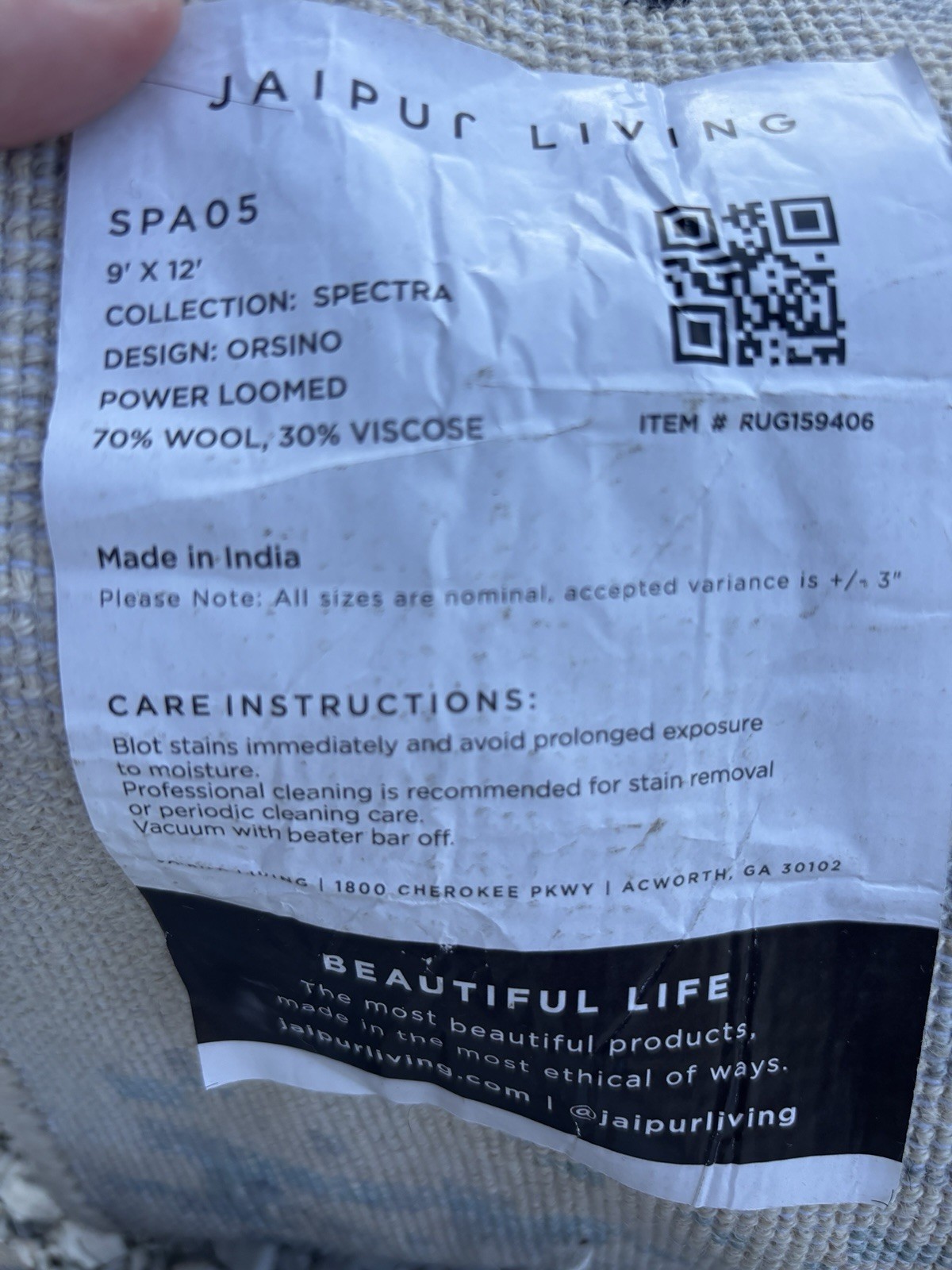 JAIPUR LIVING Wool And Viscose Abstract Spectra Orsino Rug SPA05 Retail $4100