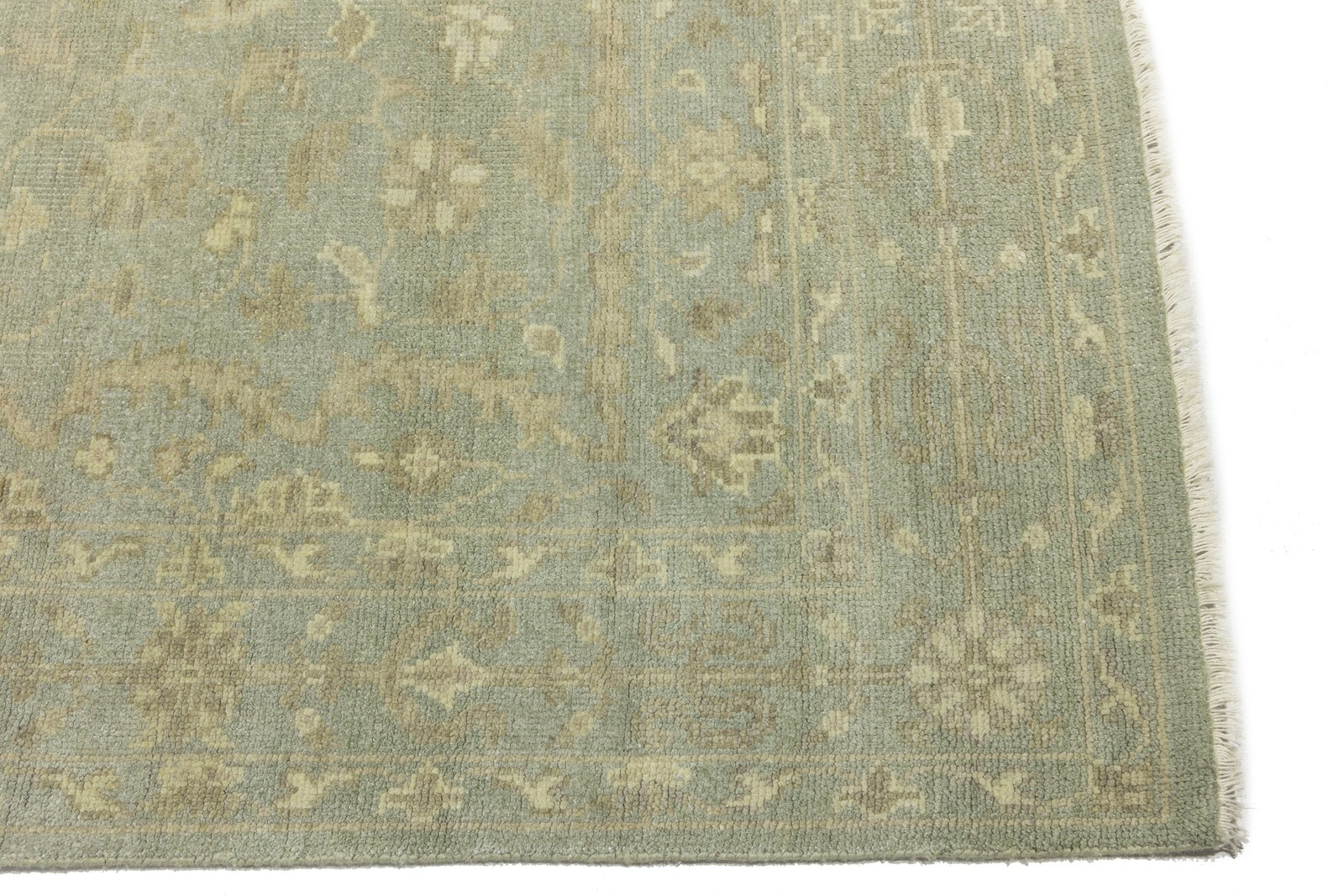Handmade Muted Aqua Green Floral Oriental Rug Living Room Decor Carpet 6X9 ft
