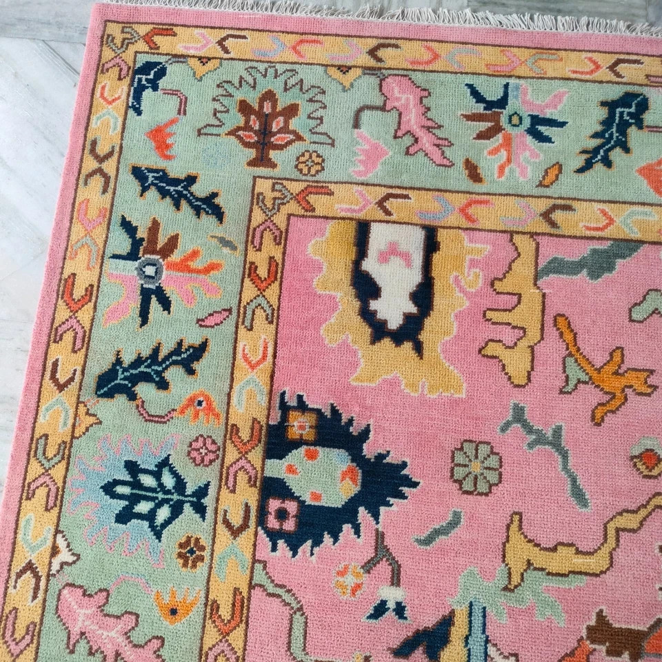 Exquisite Pink Rug, Oushak Rug, Turkish Hand-Knotted Rug home decor rug Area rug