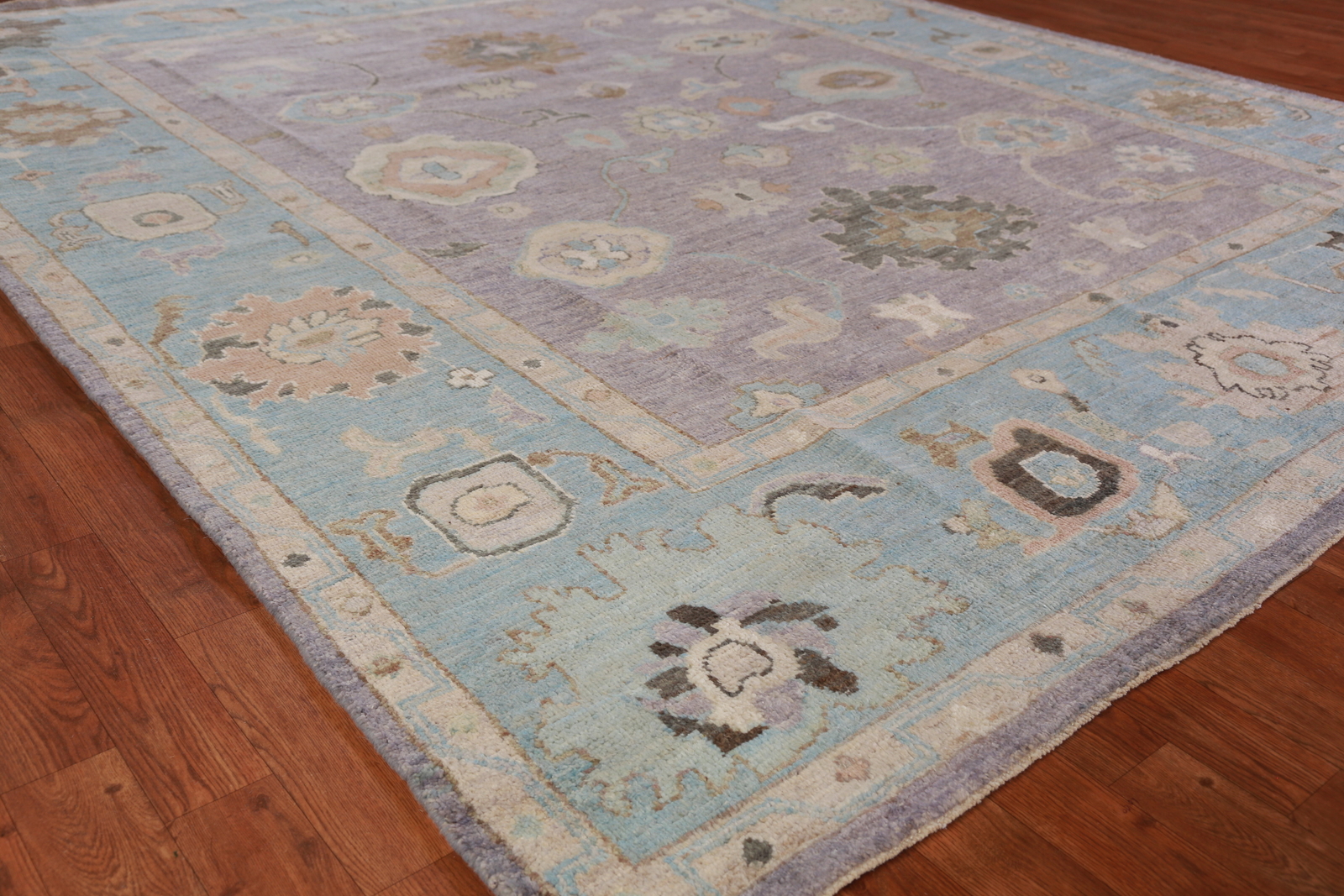 Purple/ Blue Vegetable Dye Handmade Oushak Turkish Living Room Rug Wool 8×10 ft