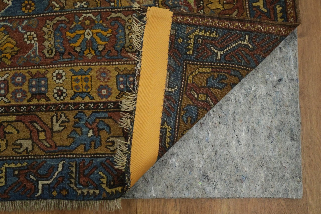 Vintage 4×6 Geometric Traditional Oriental Wool Area Rug in Red, Blue & Yellow