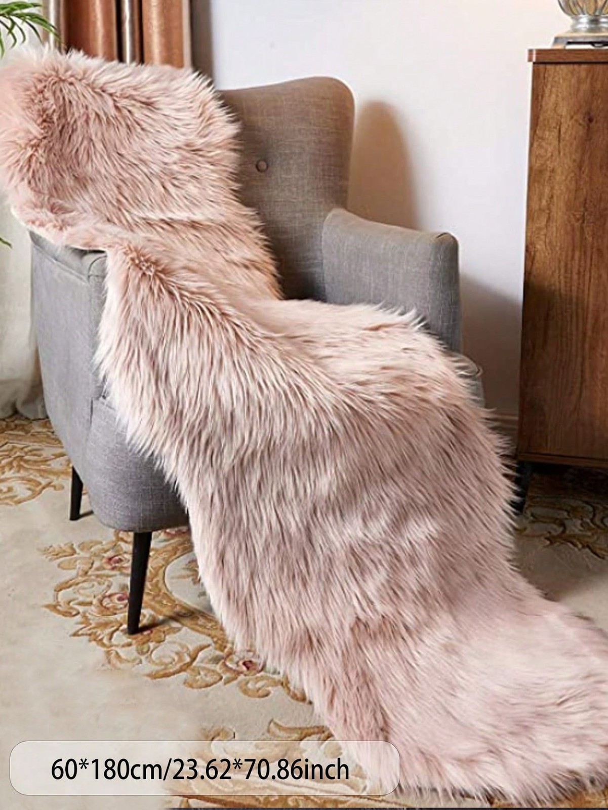 Pink Faux Wool Shaggy Area Rug 60x180cm 80x120cm 60x120cm 60x90cm