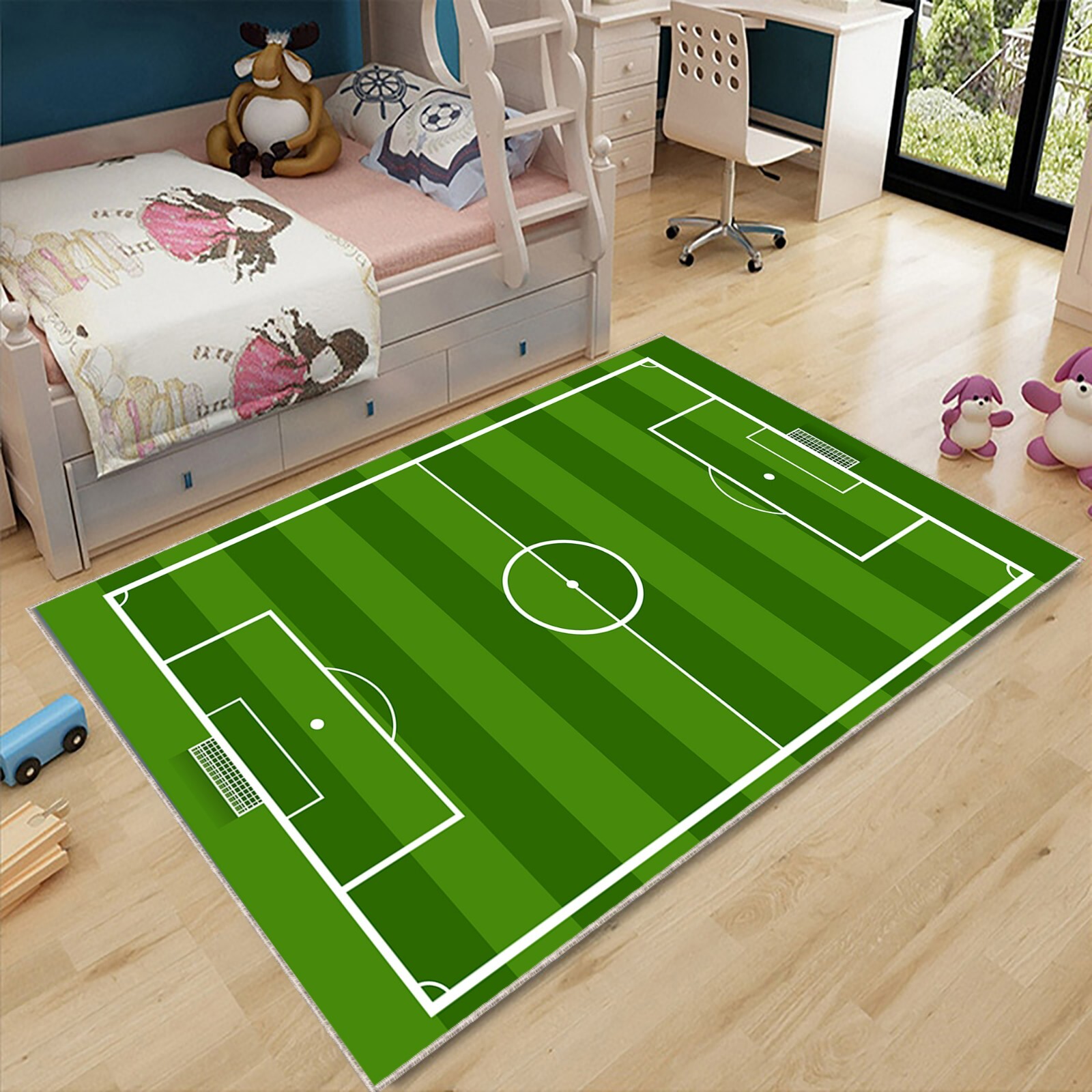 Football Field Rug, Soccer Pitch Football Field Floor Mat and Decorative Play