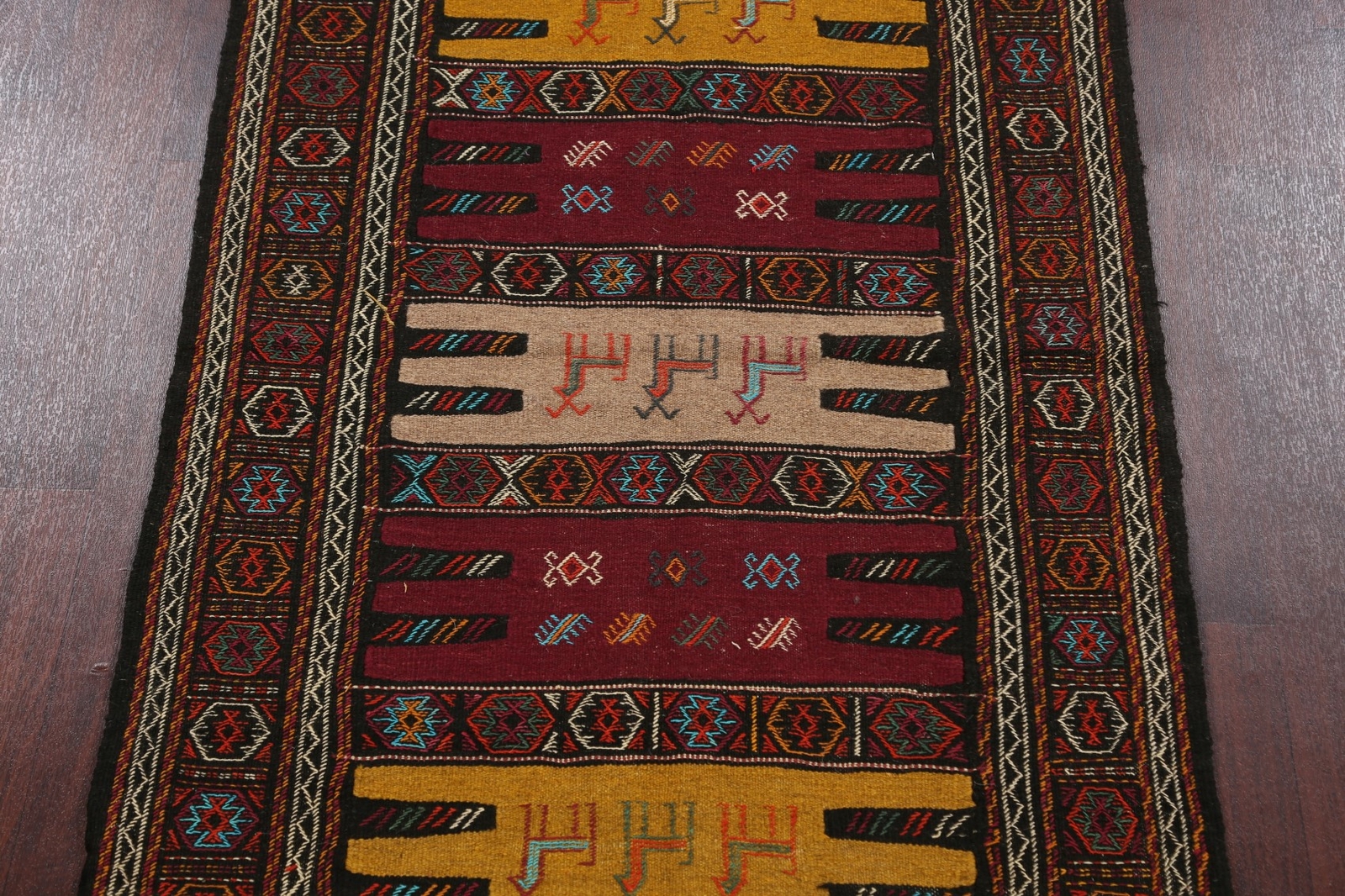 Geometric Traditional Sumak Kilim Area Rug Nomad Oriental Hand-woven Carpet 3×6
