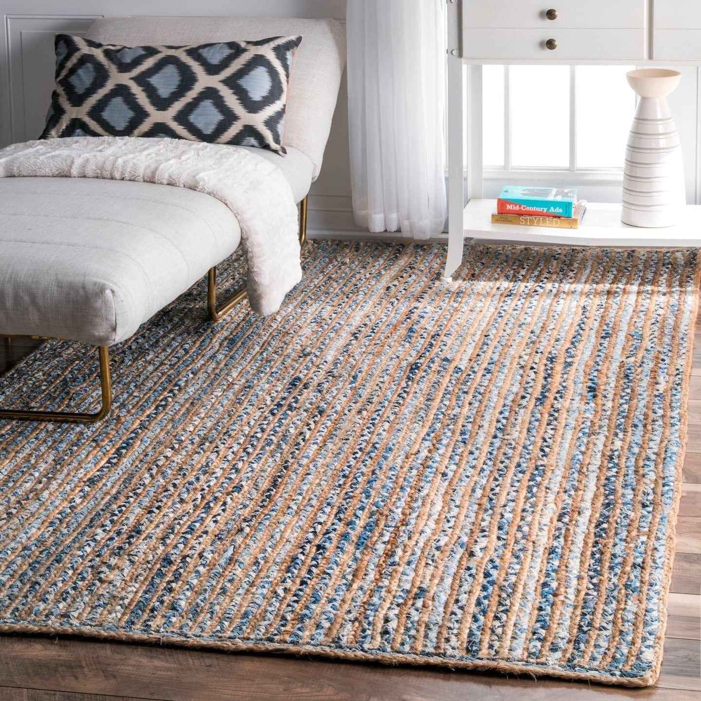 Runner Rug hallway Denim Jute Rug Runner Area Handmade Carpet Braided Modern Rug