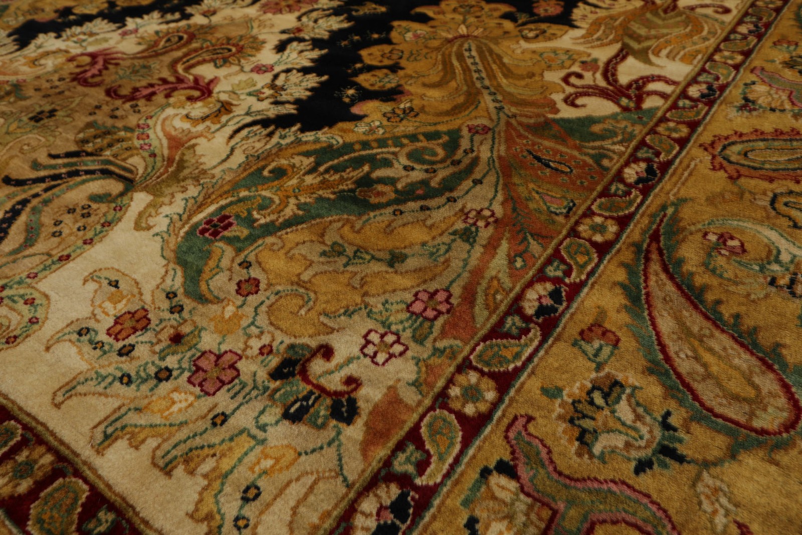 6’2”x9’3” Hand Knotted New Zealand Wool Green Agra Tea Wash Plush Pile Rug