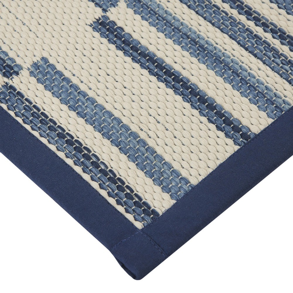 Kitchen Runner Rug 20 x 30 Inches Non-Slip Striped Low Pile Modern Tonal Blue