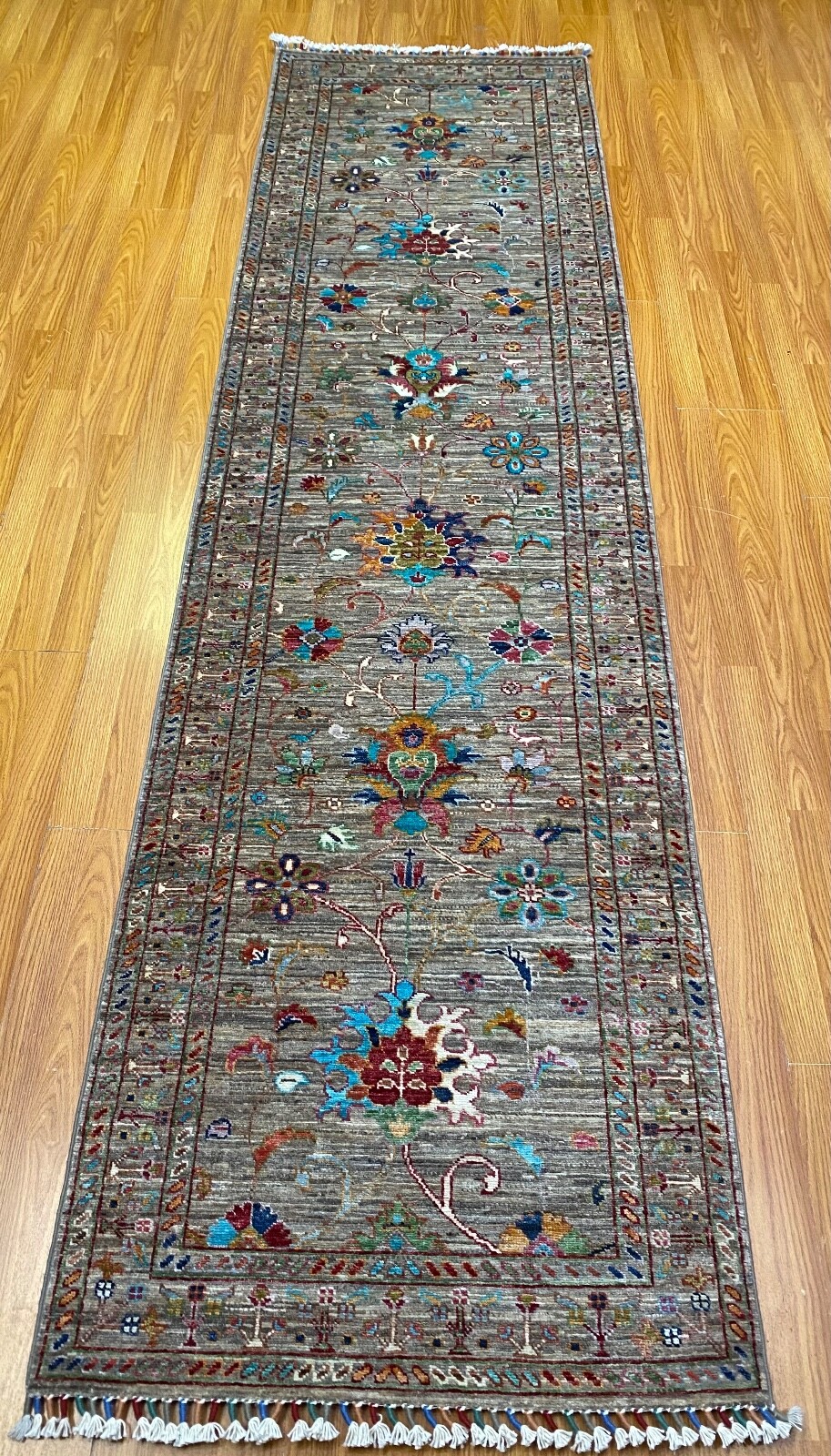 3×10 Ft Natural Gray Hand Knotted Sultani Runner Rug