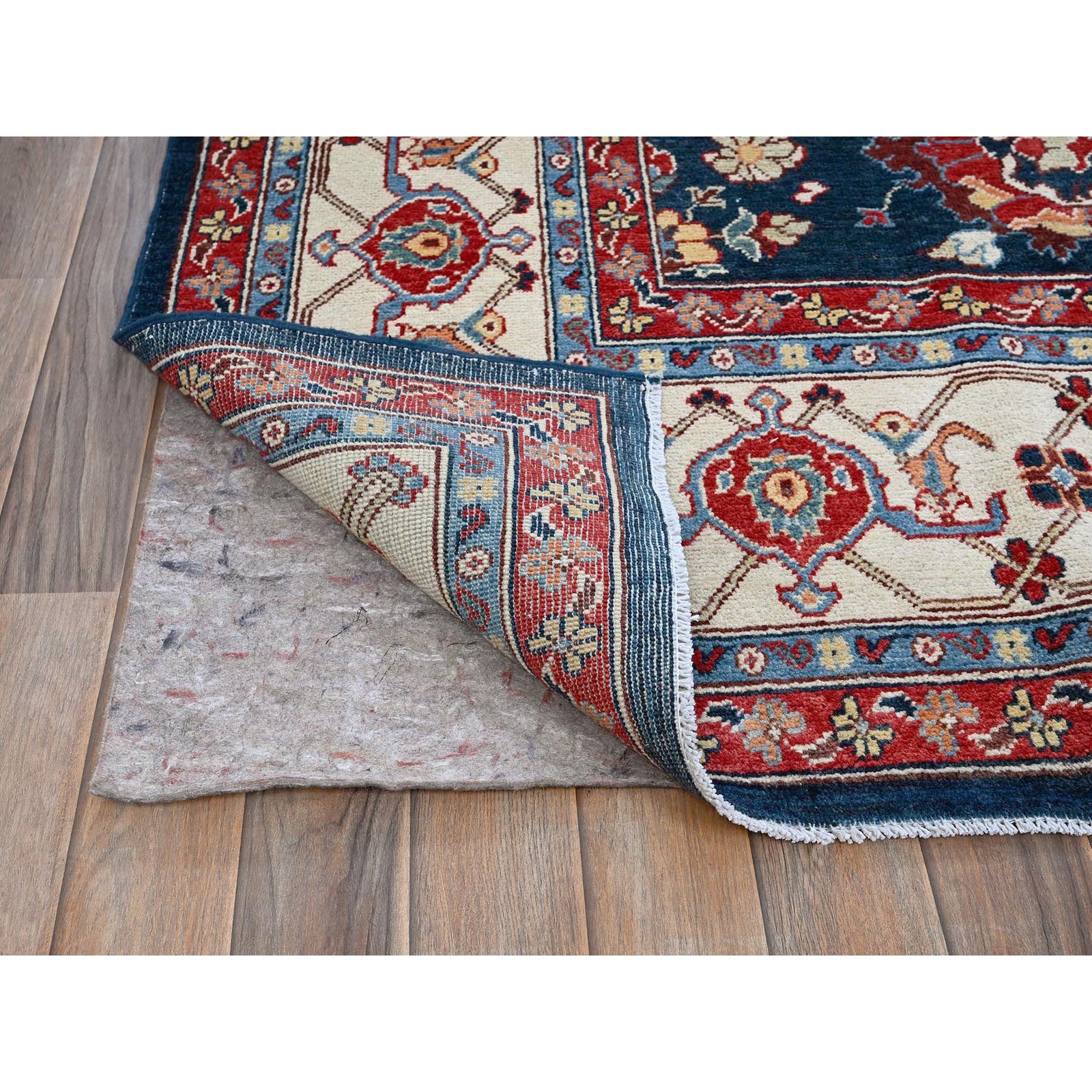 8’10″x11’9″ Navy Afghan Peshawar with Heris Design Wool Hand Knotted Rug R320