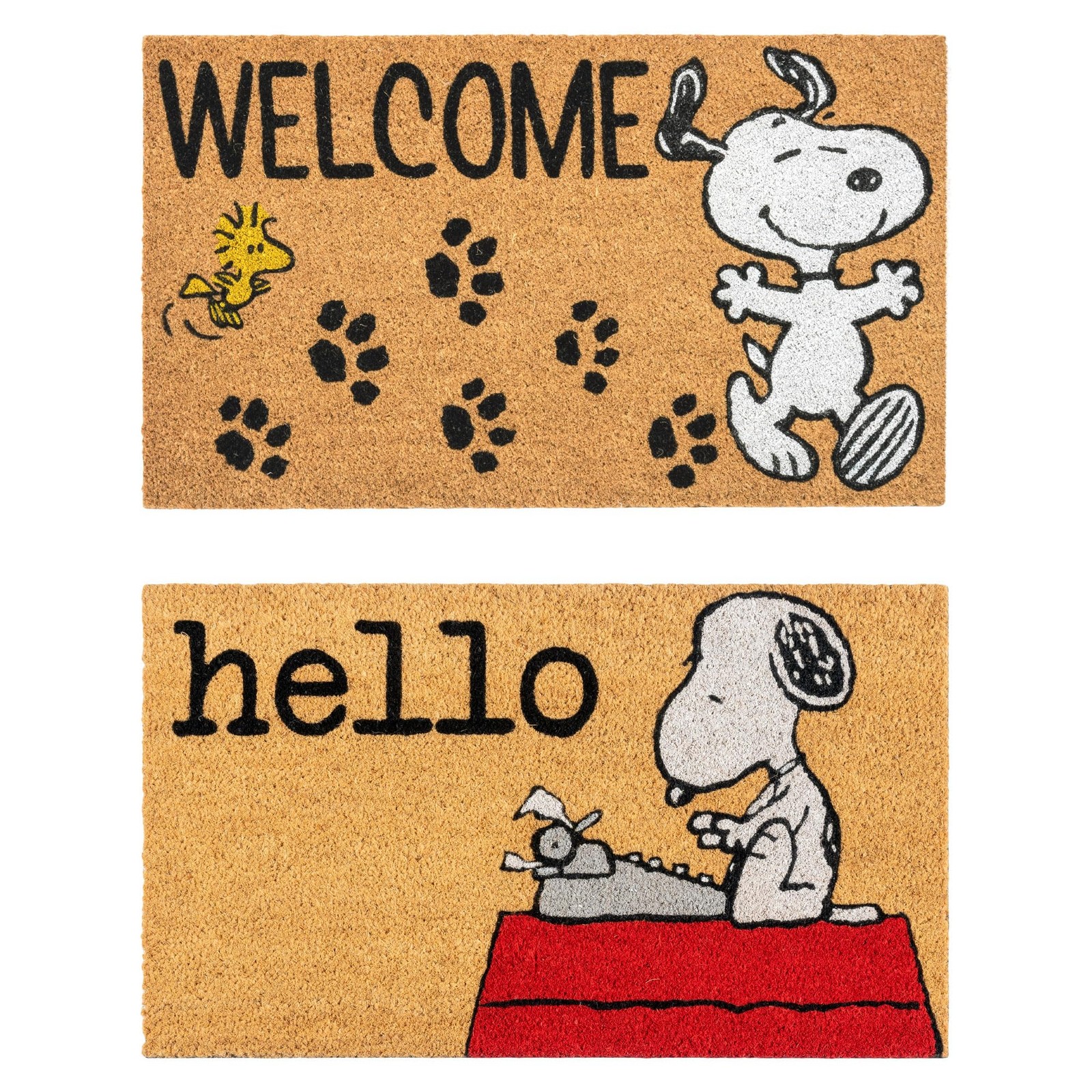Gertmenian Peanuts Snoopy Coir Doormat – 2×3 Welcome Mat (2-Pack), Ideal for Hig