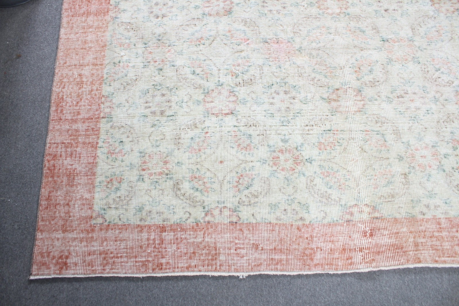 9,2×12,6 ft Vintage Rug, Turkish Oversize Rug, White Orange Oriental Rug