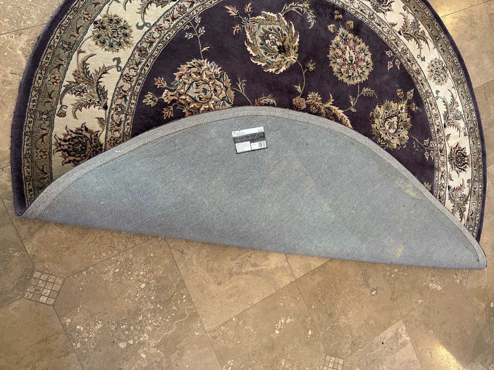 Large 94″ Nourison 2000 2022 LAV Round Lavender Floral Wool Area Rug