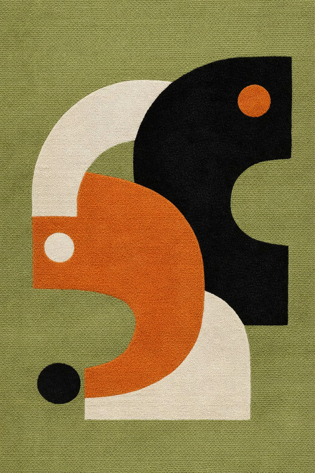 Hand Tufted Wool Area Rug Modern Abstract Cut Loop Pile Green Living Room Rug