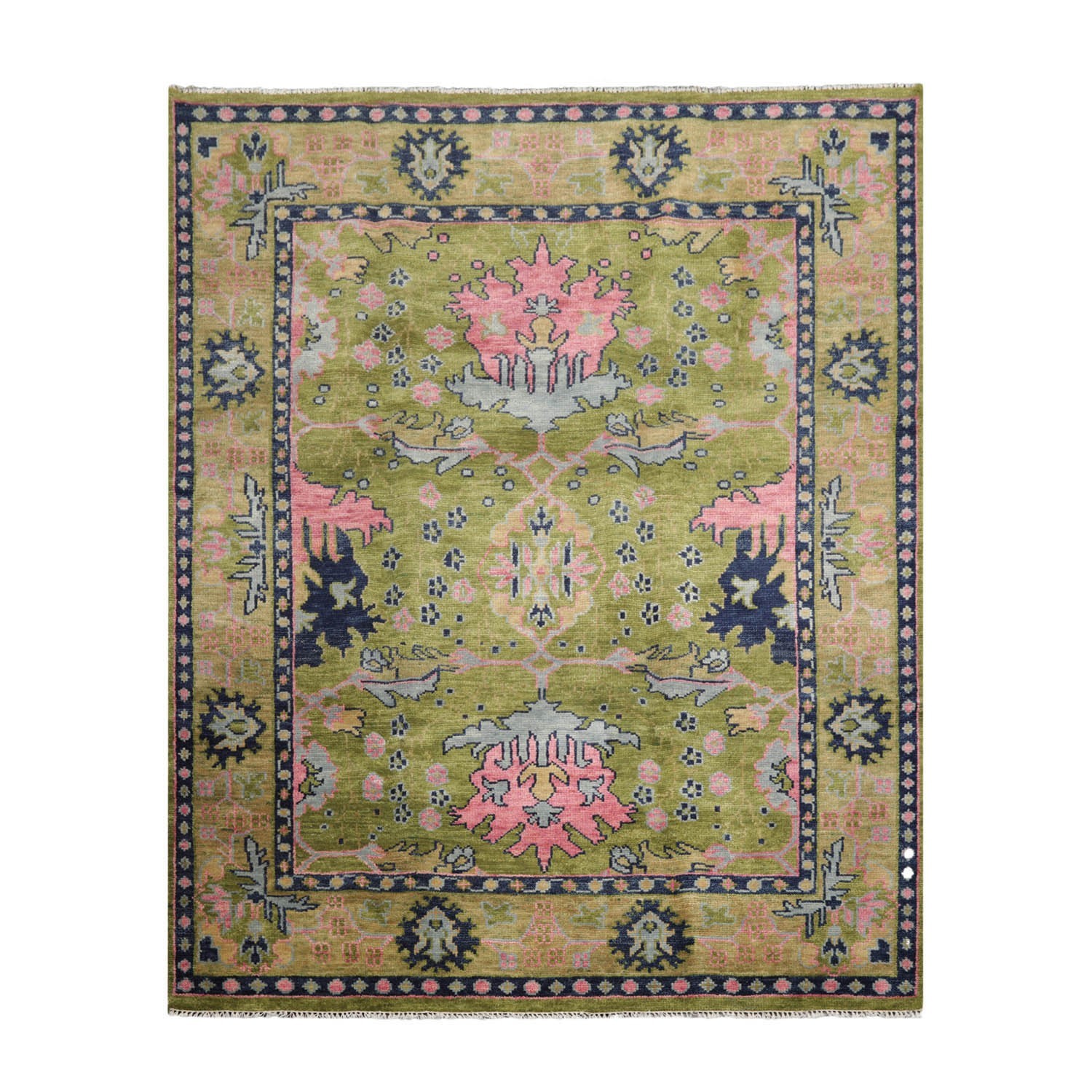 ARTS & CRAFTS MUTED TURKISH OUSHAK MULTI SIZES Hand Knotted Wool Area Rug Green