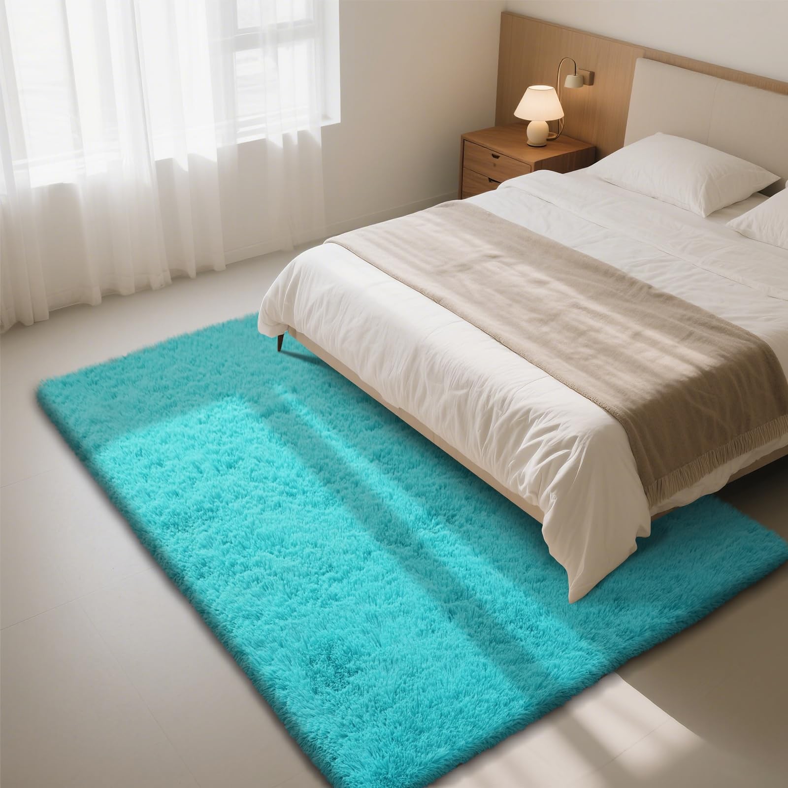 Yongyangjuxin Teal Blue Rug Fluffy Rug 8X10 Teal Area Rugs For Living Room Soft