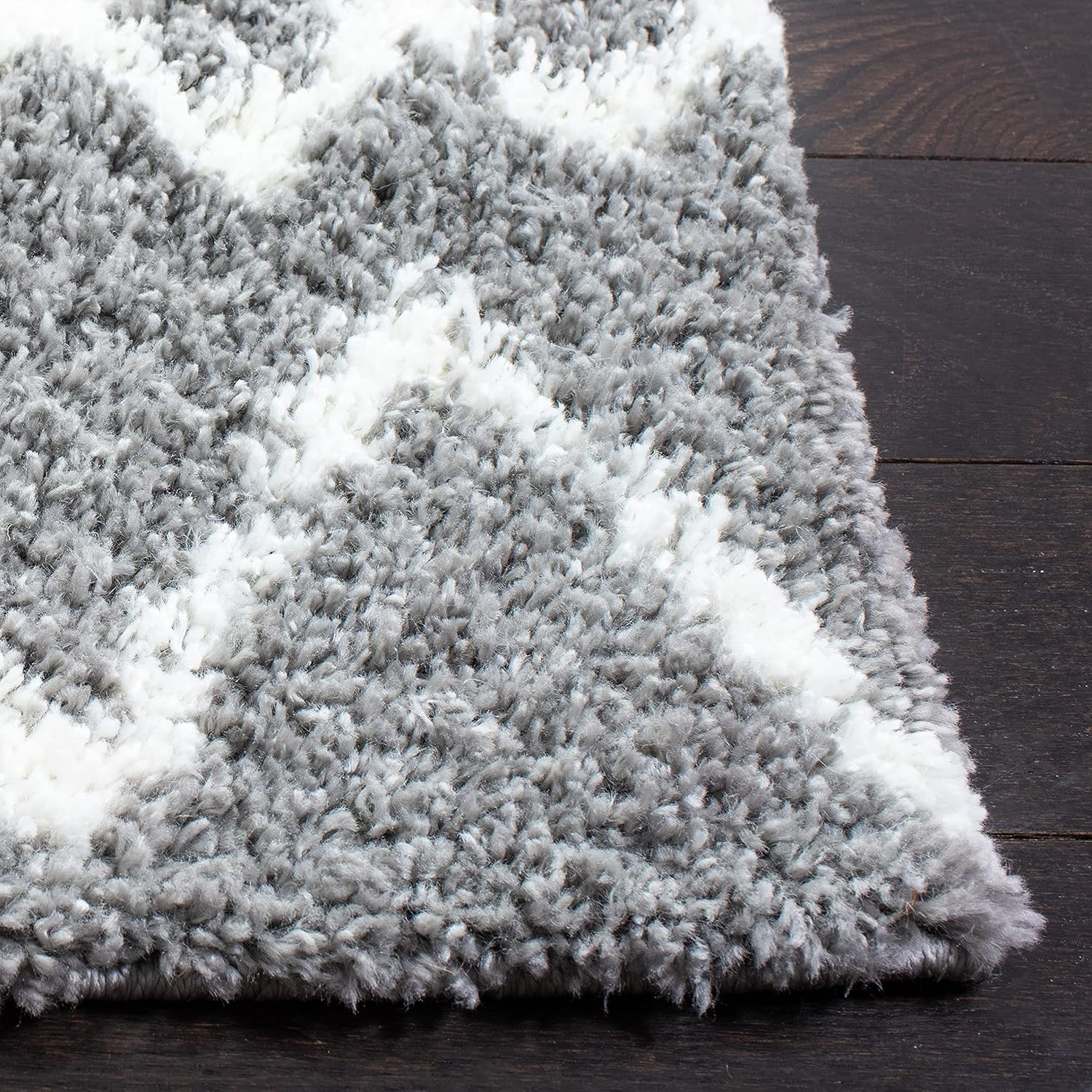 Light Grey & Cream Berber Shag Rug 9′ x 12′ – Moroccan Design, Easy Care