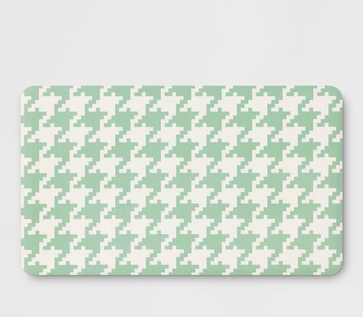 Room Essentials Water Repellent Non-Skid Kitchen Rug Houndstooth Green 20×34