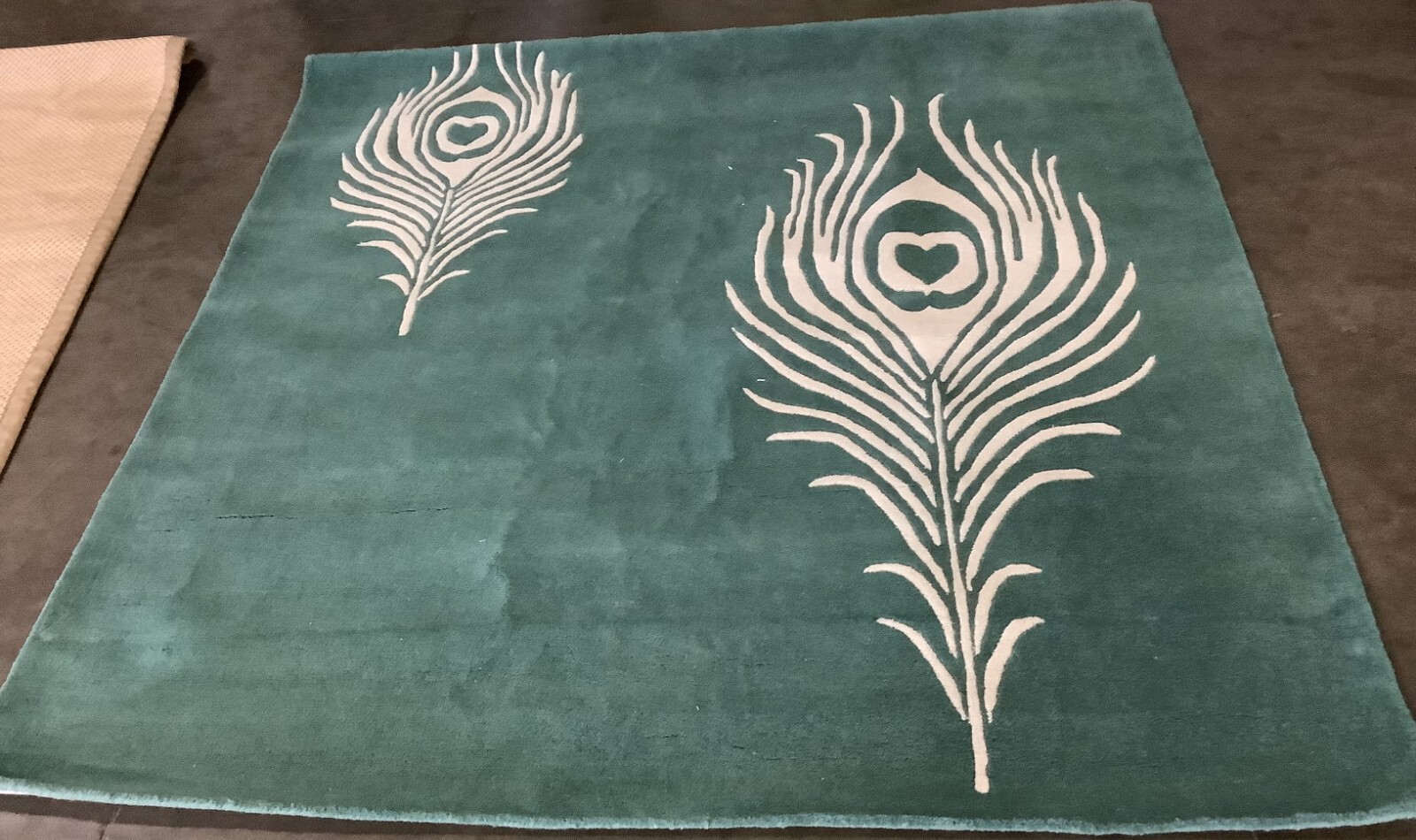 TEAL / IVORY 6′-0″ x 6′-0″ Flaw in Rug, Reduced Price 1172674867 SOH704T-6SQ