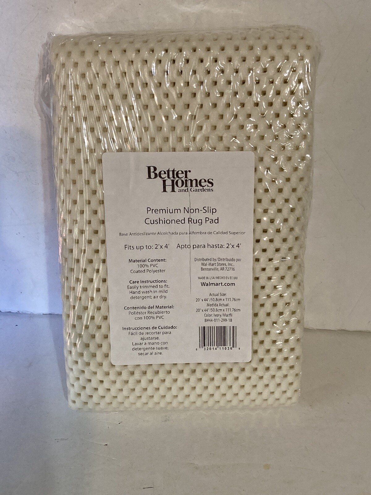Better Homes & Gardens 2′ X 4′ Cushioned Non-Slip Area Rug Pad