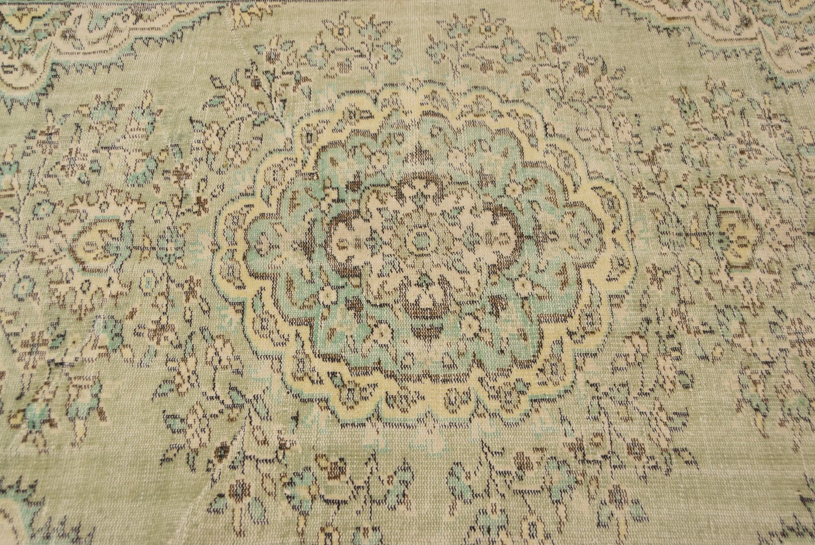 5,7×8,6 ft Vintage Rug, Green Oriental Turkish Wool Rug