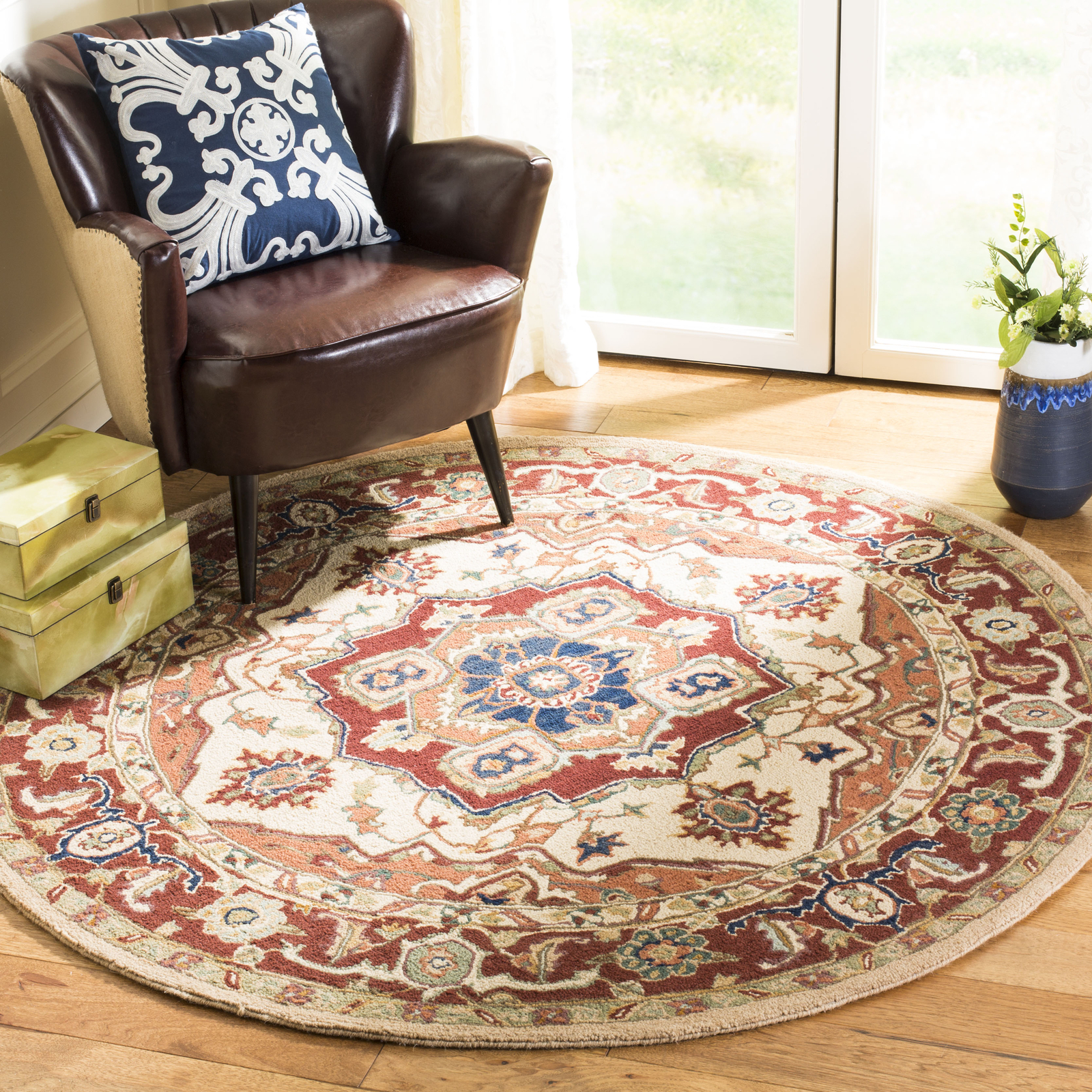 Safavieh Chelsea RED / IVORY 8′ X 8′ Round Area Rug – HK709A-8R
